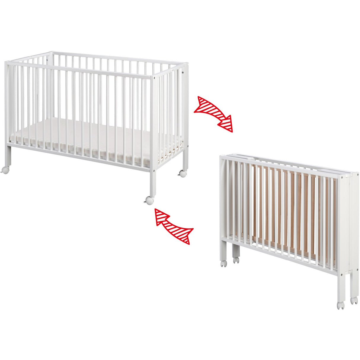 tiSsi® White Laquer Jori Sammenklappelig Bed Massiv Beech