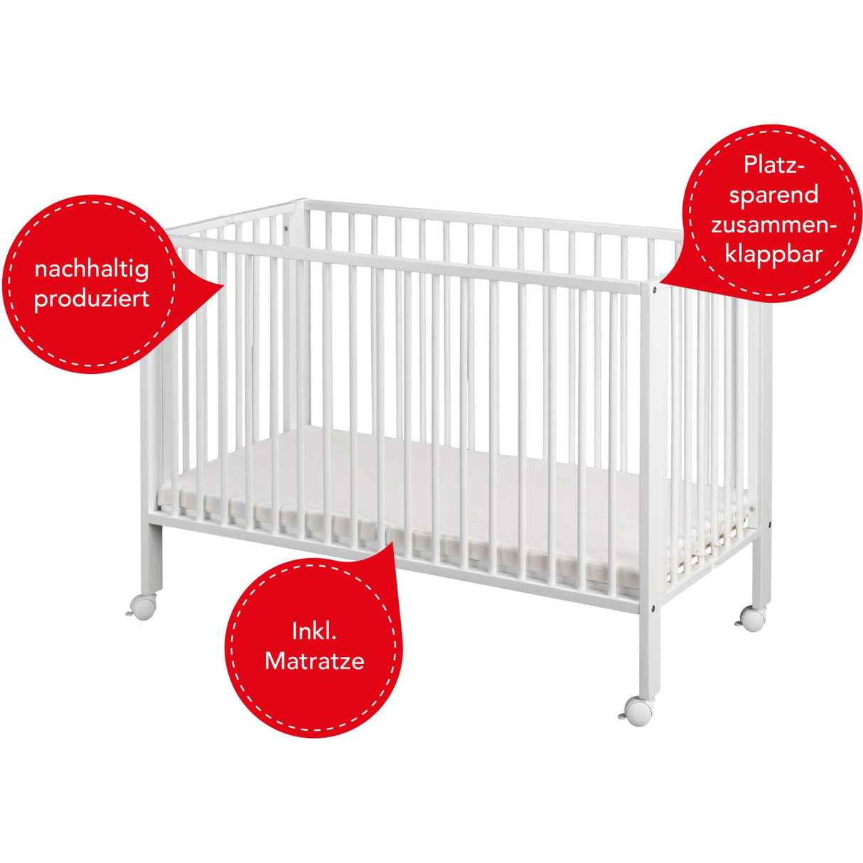 tiSsi® White Laquer Jori Sammenklappelig Bed Massiv Beech