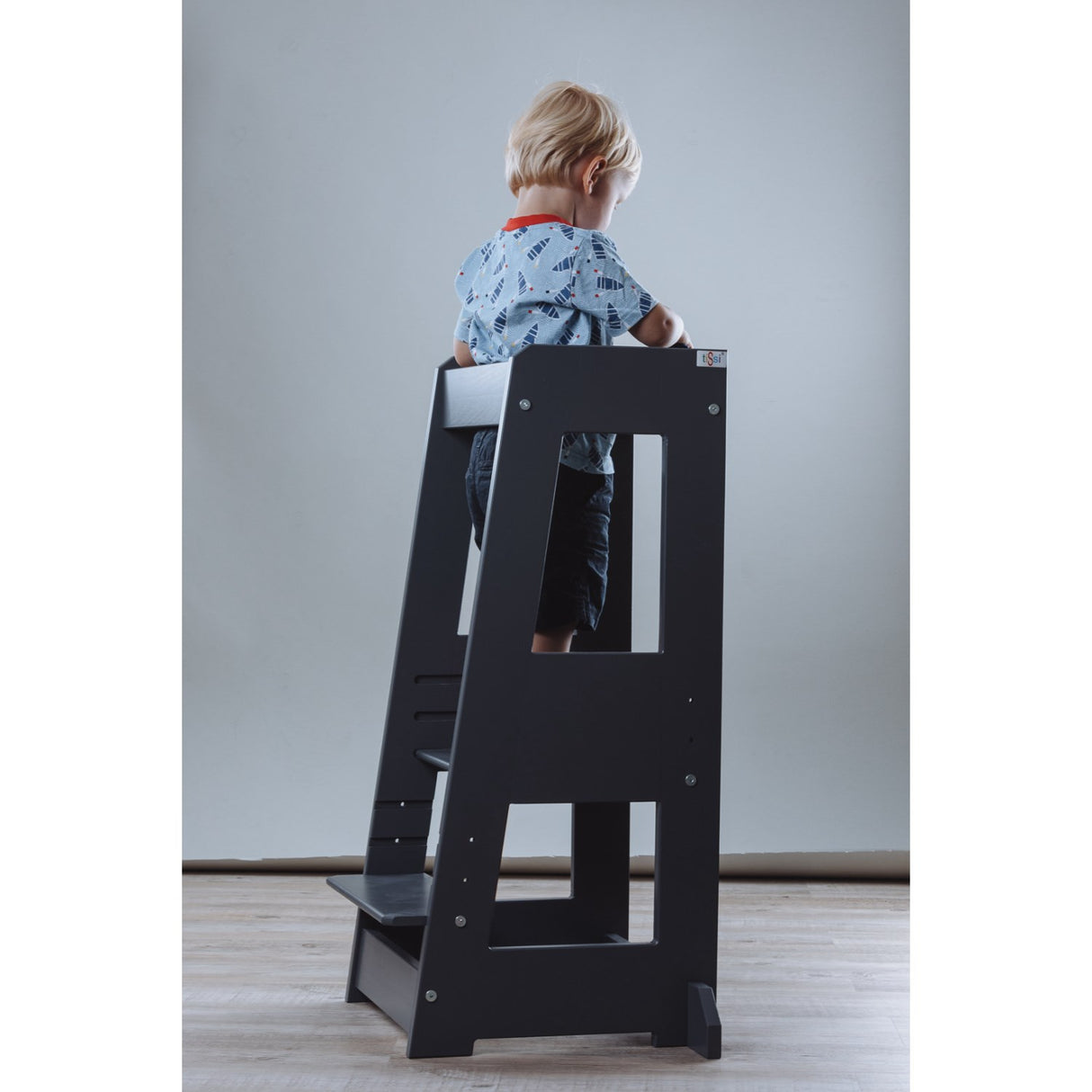 tiSsi® Grey Laquer Felix Learning Tower Massiv Beech