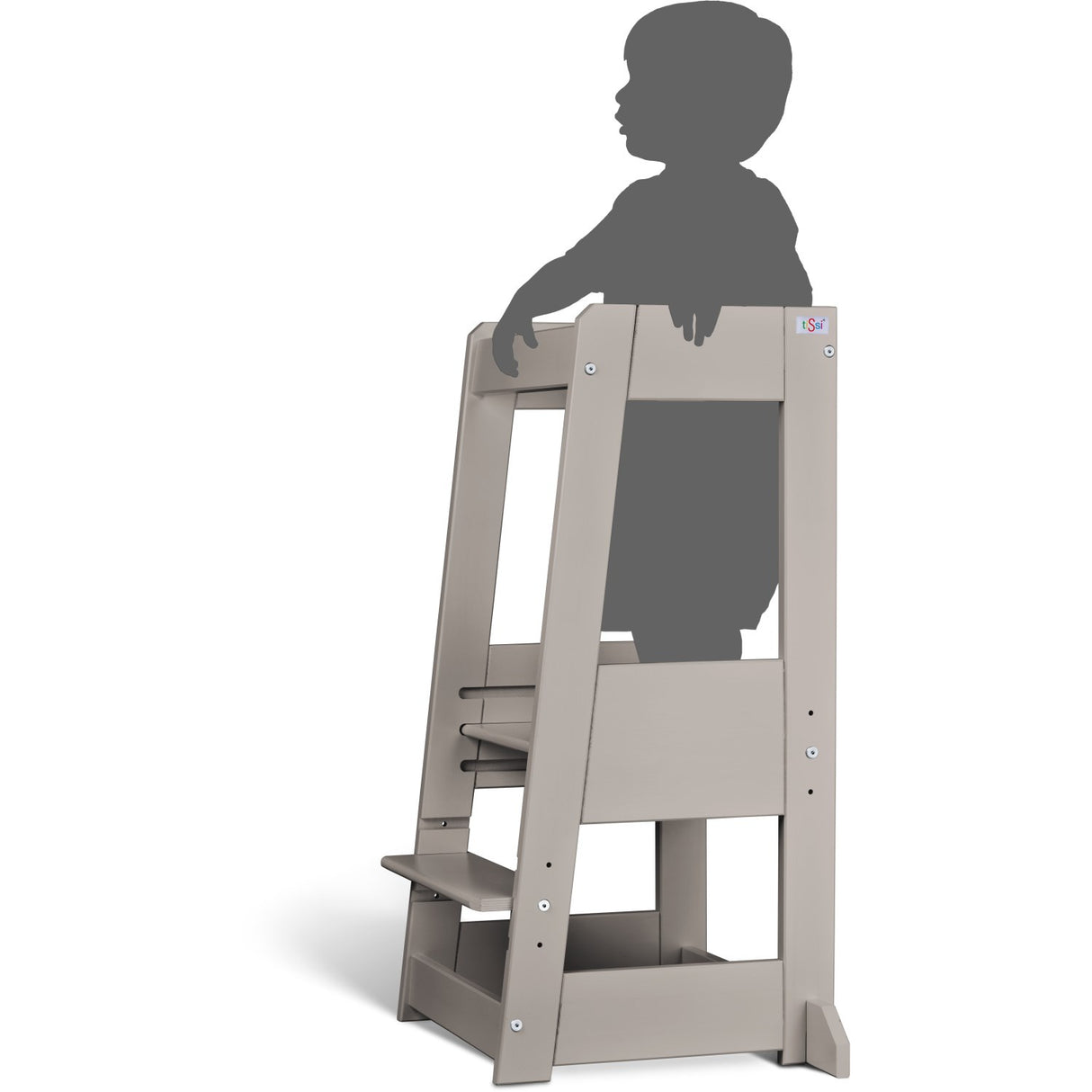 tiSsi® Stormy Grey Laquer Felix Learning Tower Massiv Beech