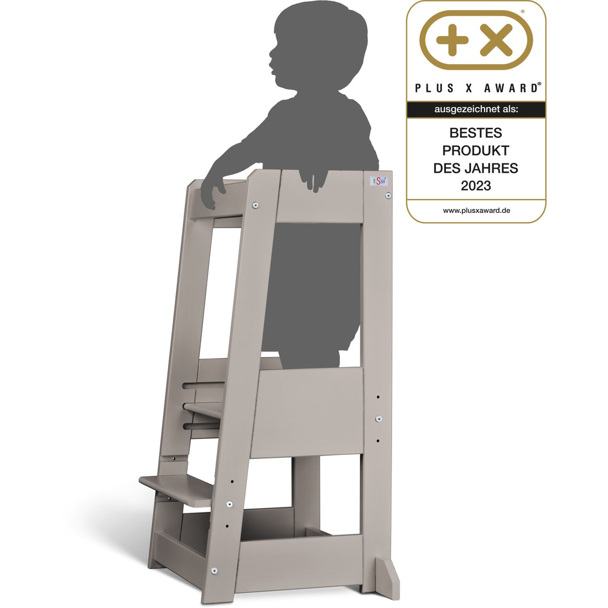tiSsi® Stormy Grey Laquer Felix Learning Tower Massiv Beech
