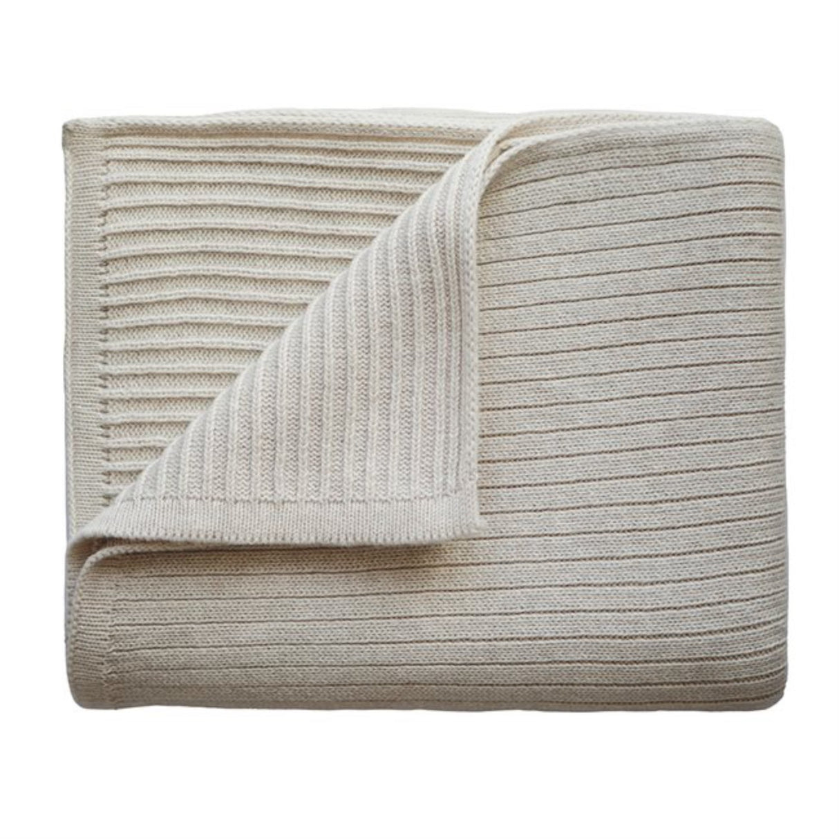 Mushie Ribbed Beige Melange Knitted Baby Blanket