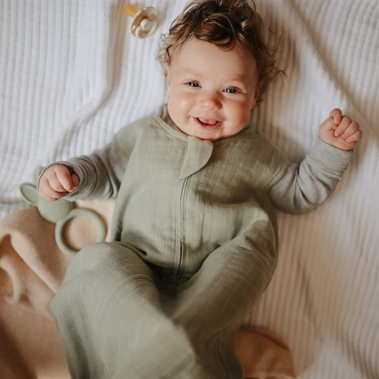 Mushie Roman Green Muslin Sleep Bag