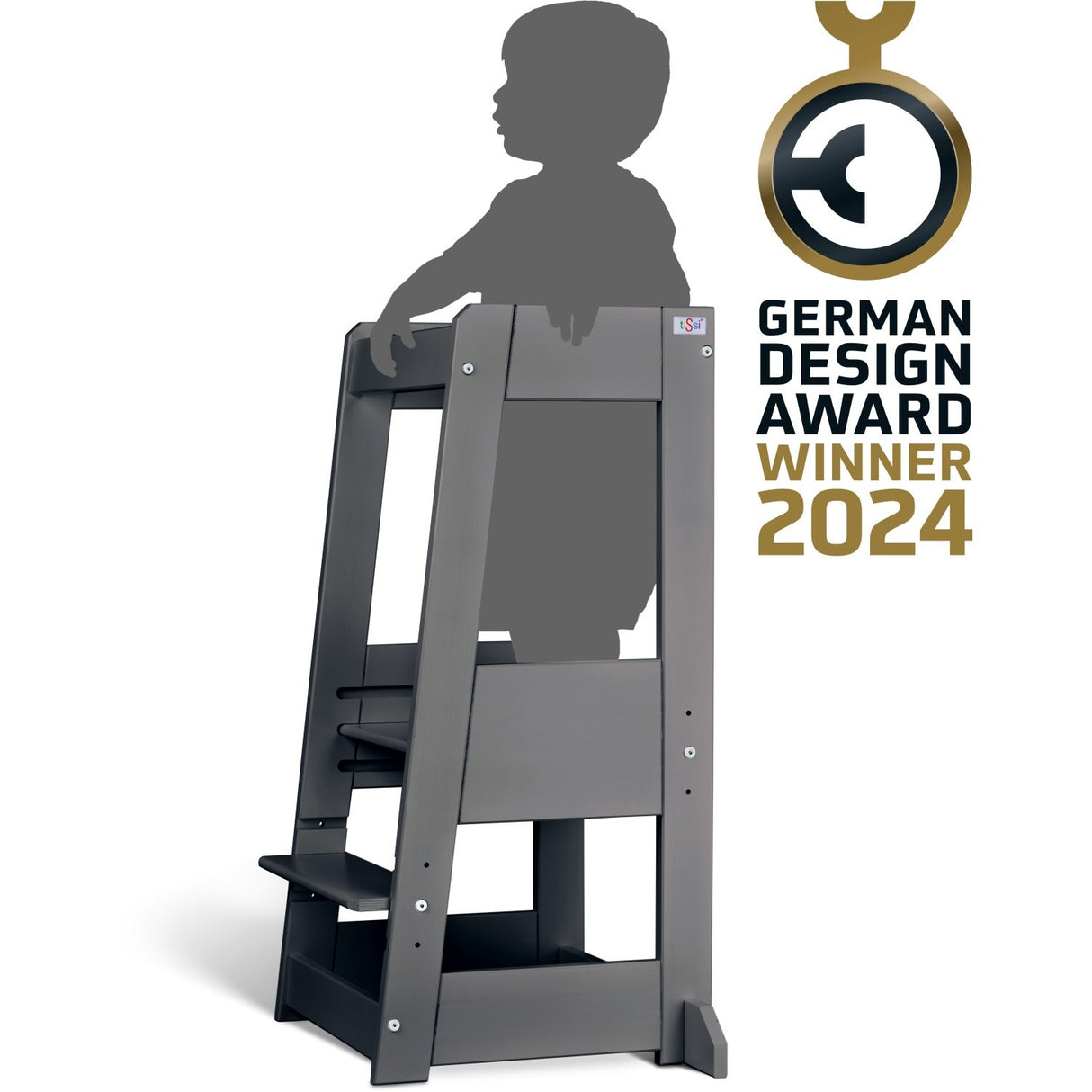tiSsi® Grey Laquer Felix Learning Tower Massiv Beech