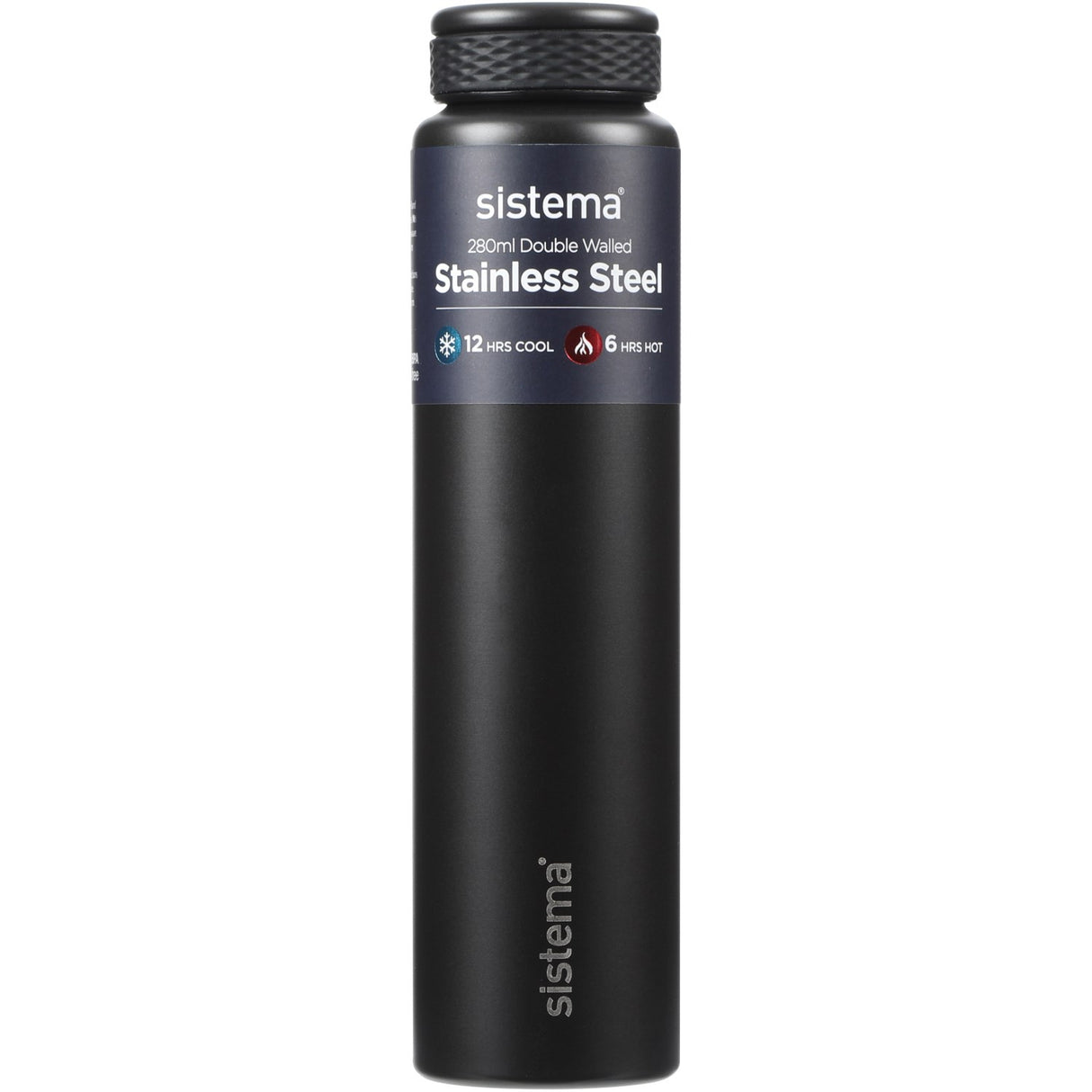Sistema Black Stainless Steel Water Bottle 280 Ml