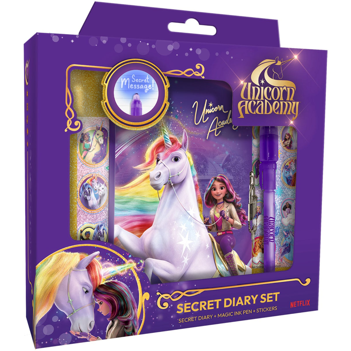 Euromic Unicorn Academy Secret Diary With Magic Ink Pen Gift Box
