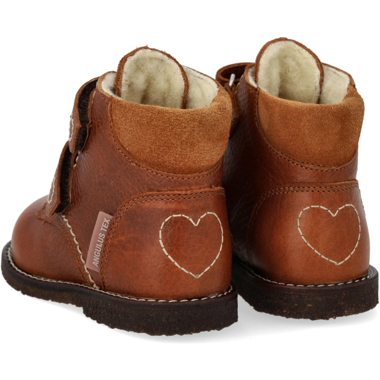 Angulus Cognac/Cognac Beginner TEX Boot with Heart Embroidery