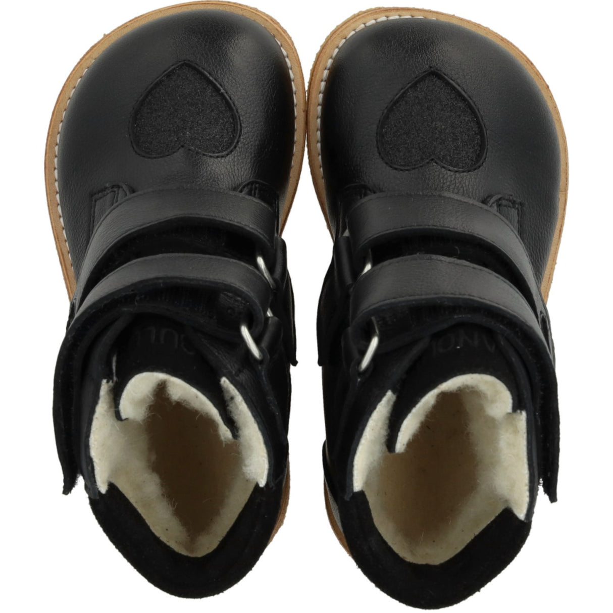 Angulus Black/Black Glitter TEX Boot with Sparkling Glitter Hearts