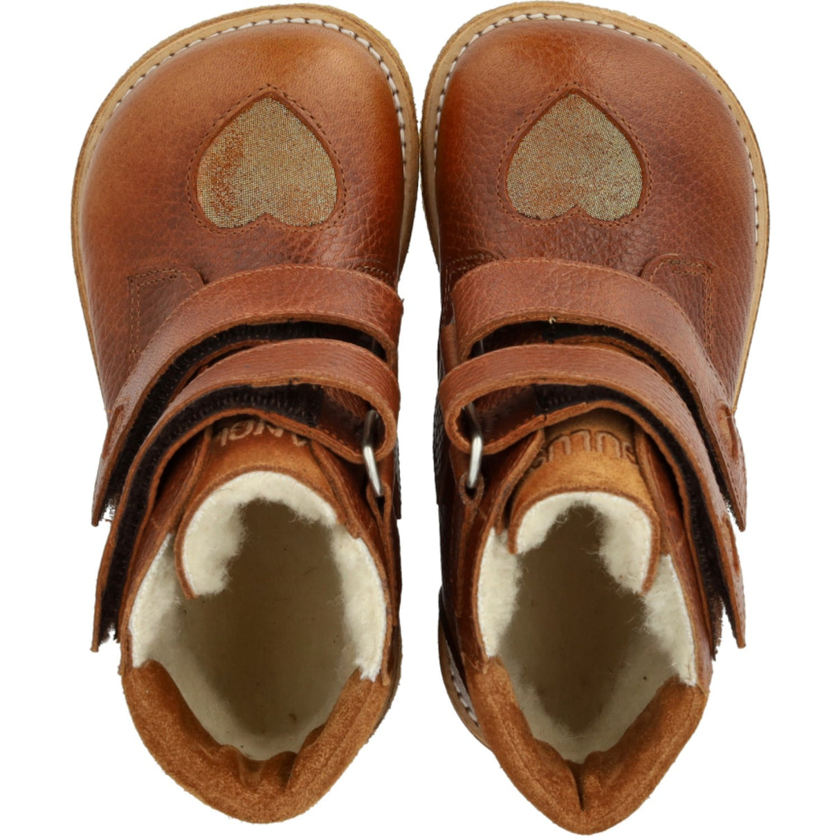 Angulus Cognac/Cognac Glitter/Mustard TEX Boot with Sparkling Glitter Hearts