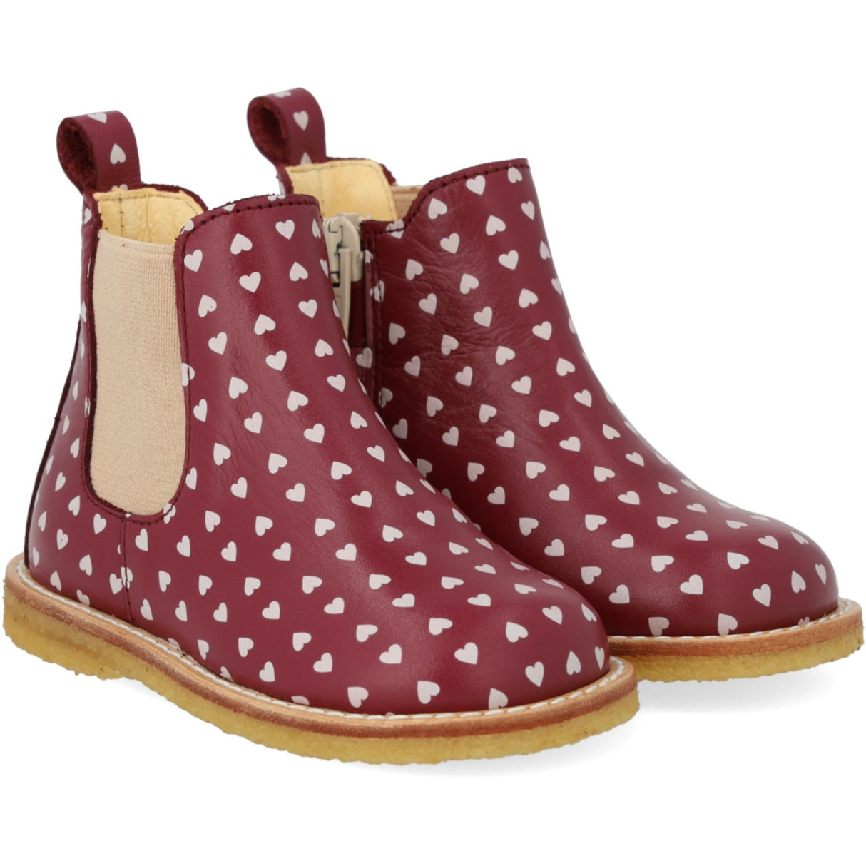 Angulus Berry Hearts/Rose Classic Beginner Chelsea Boot With Print