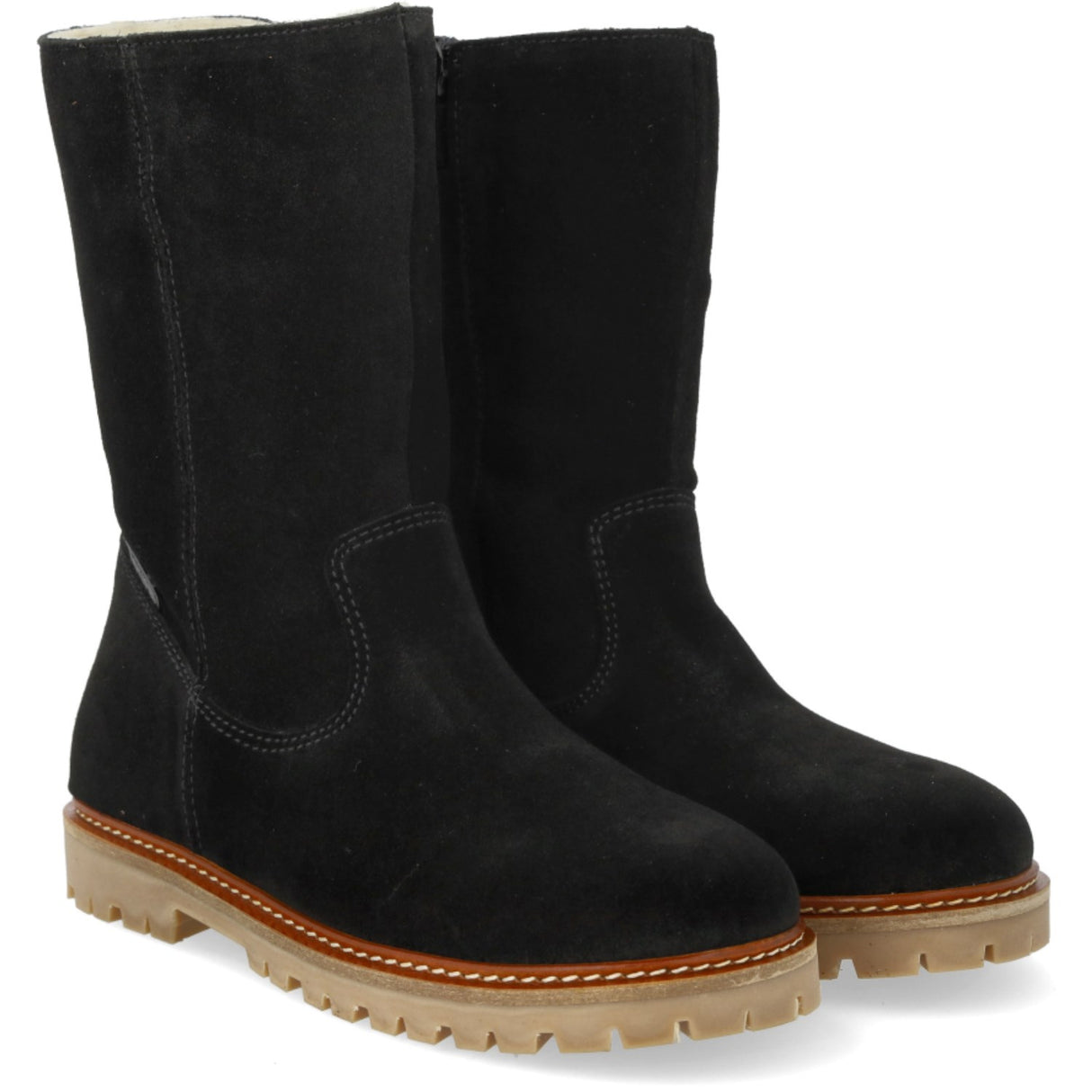 Angulus Black Classic Mid-Rise Suede Boot