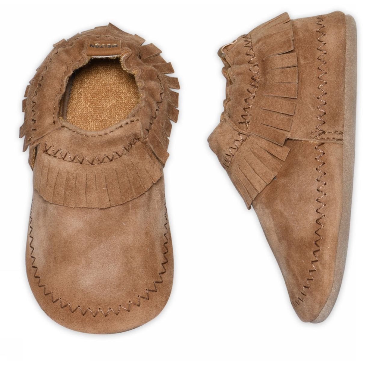 MELTON Cognac Moccasin Suede Slippers