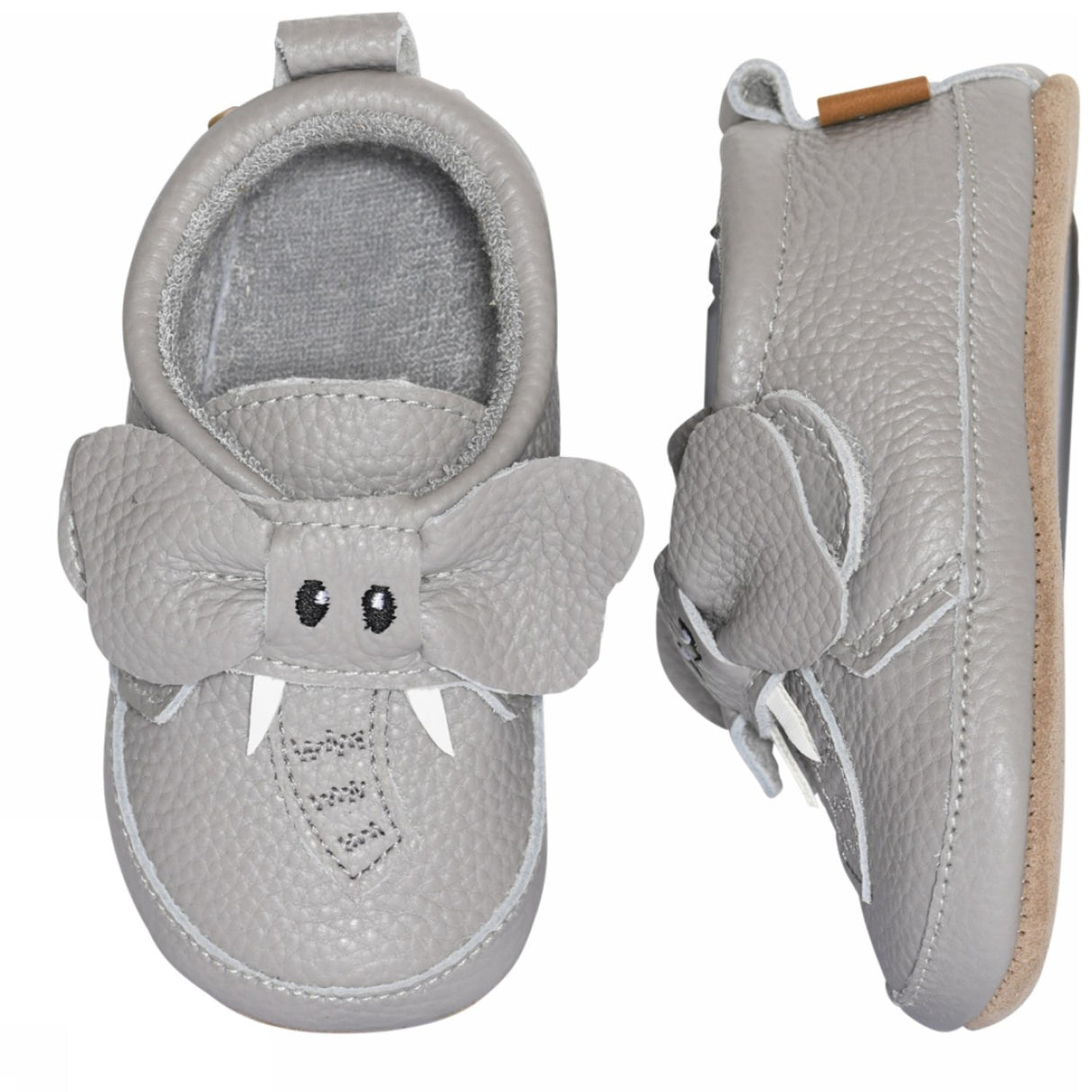 MELTON Opal Gray Elephant leather slippers