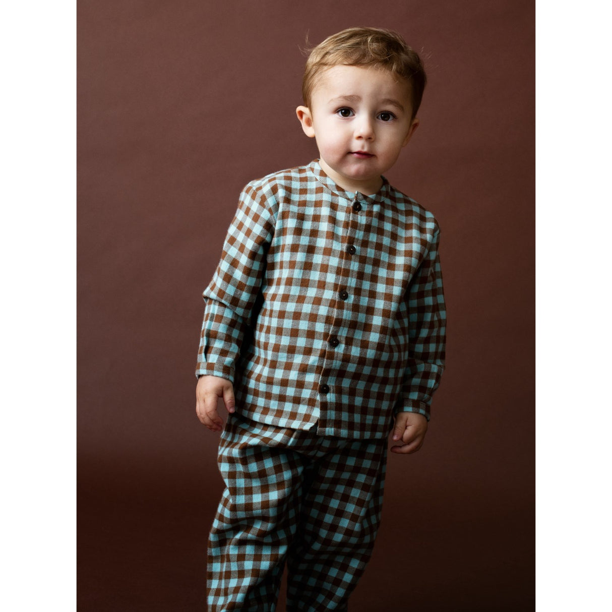 Serendipity Coffee Checks Baby Brushed Pants