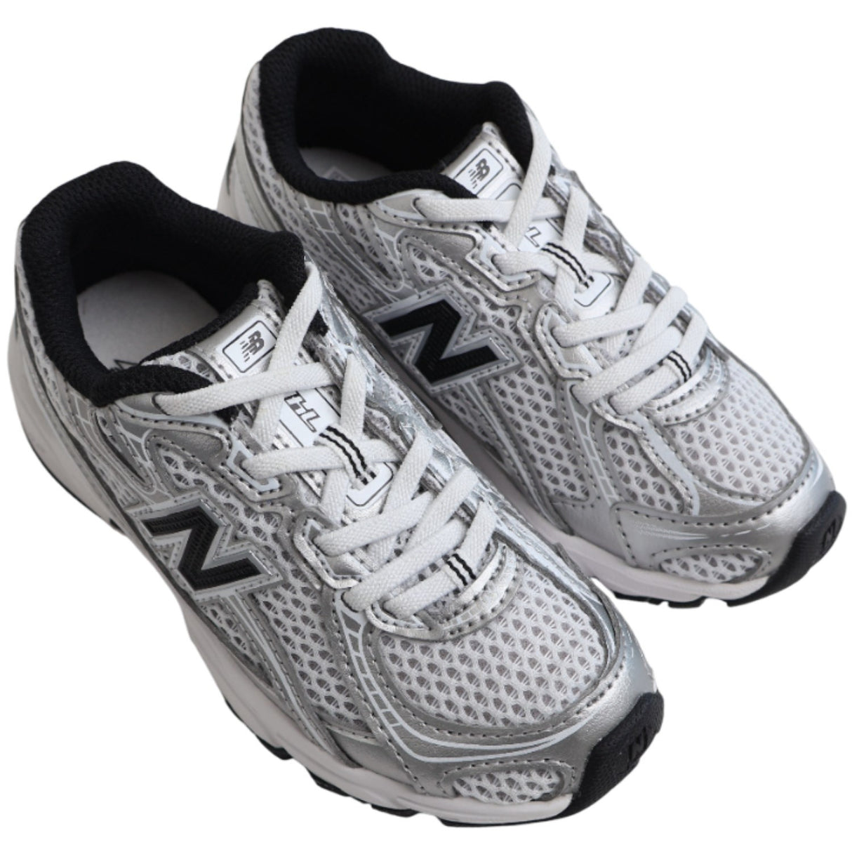 New Balance Silver Metallic 740 Kids Bungee Lace Sneakers