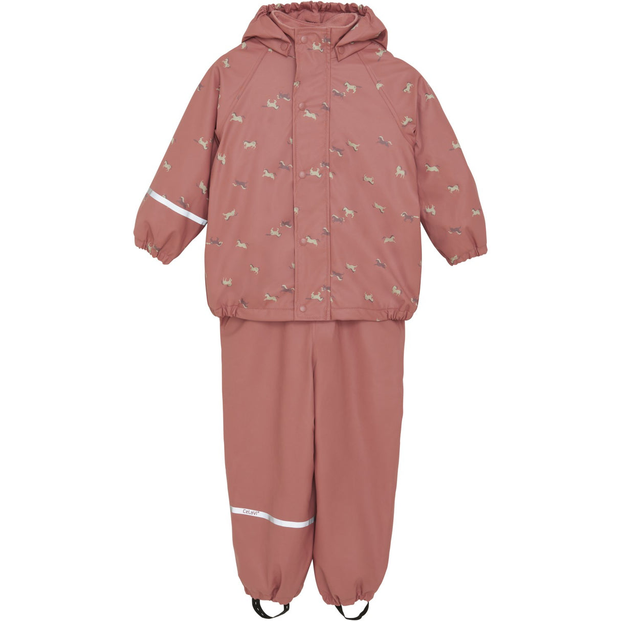 CeLaVi Brick Dust Rainwear Set Aop W. Fleece