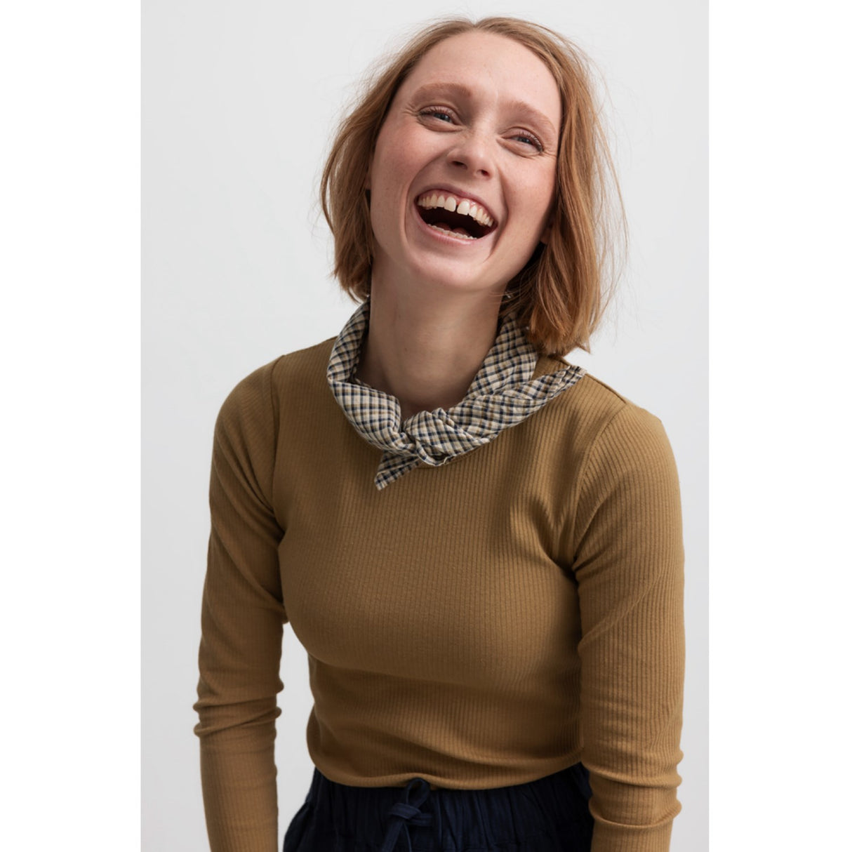 MarMar Seersucker Check Pilot Navy Check Airo Scarf