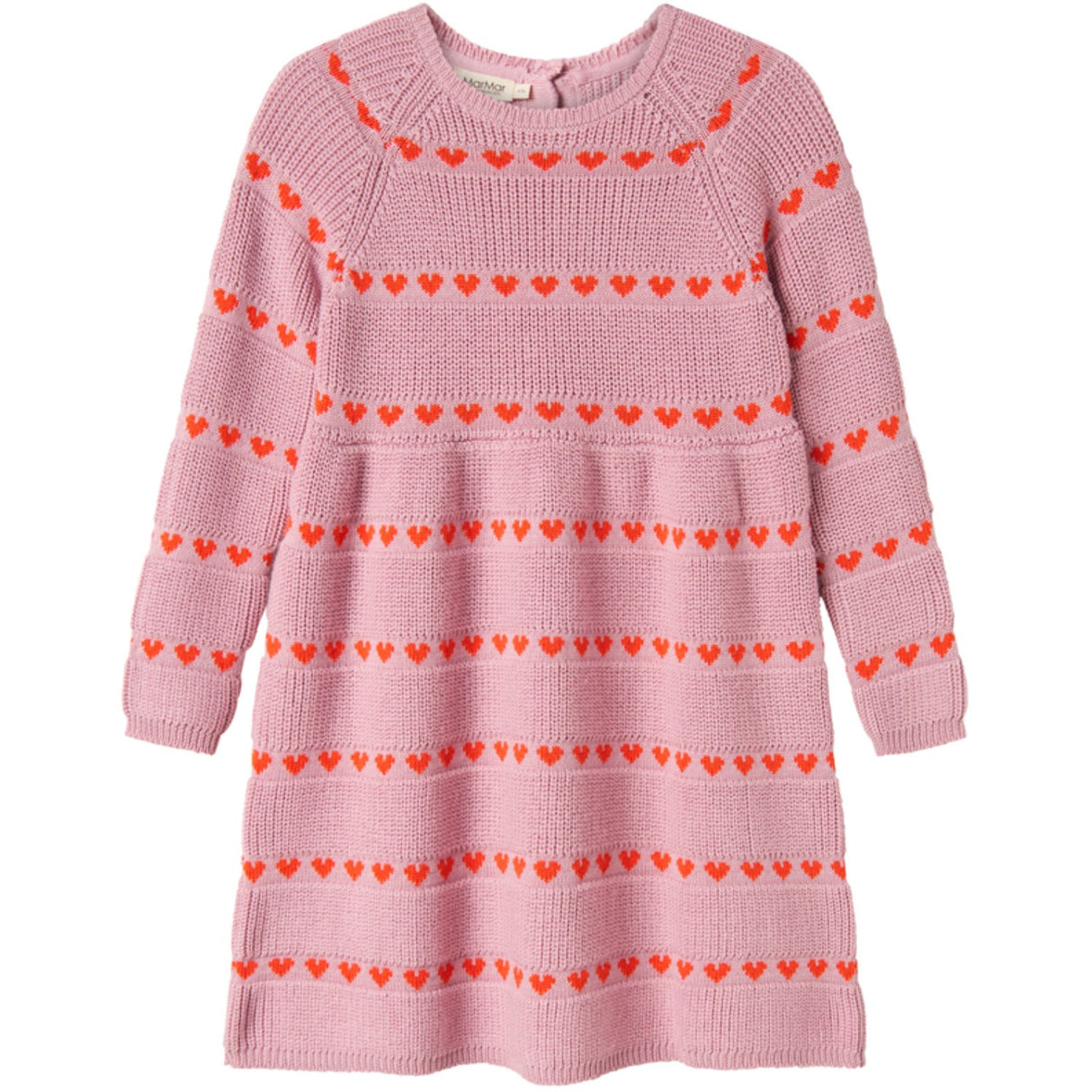 MarMar Light Cotton Wool Pattern Soft Berry Hearts Daso Knit Dress