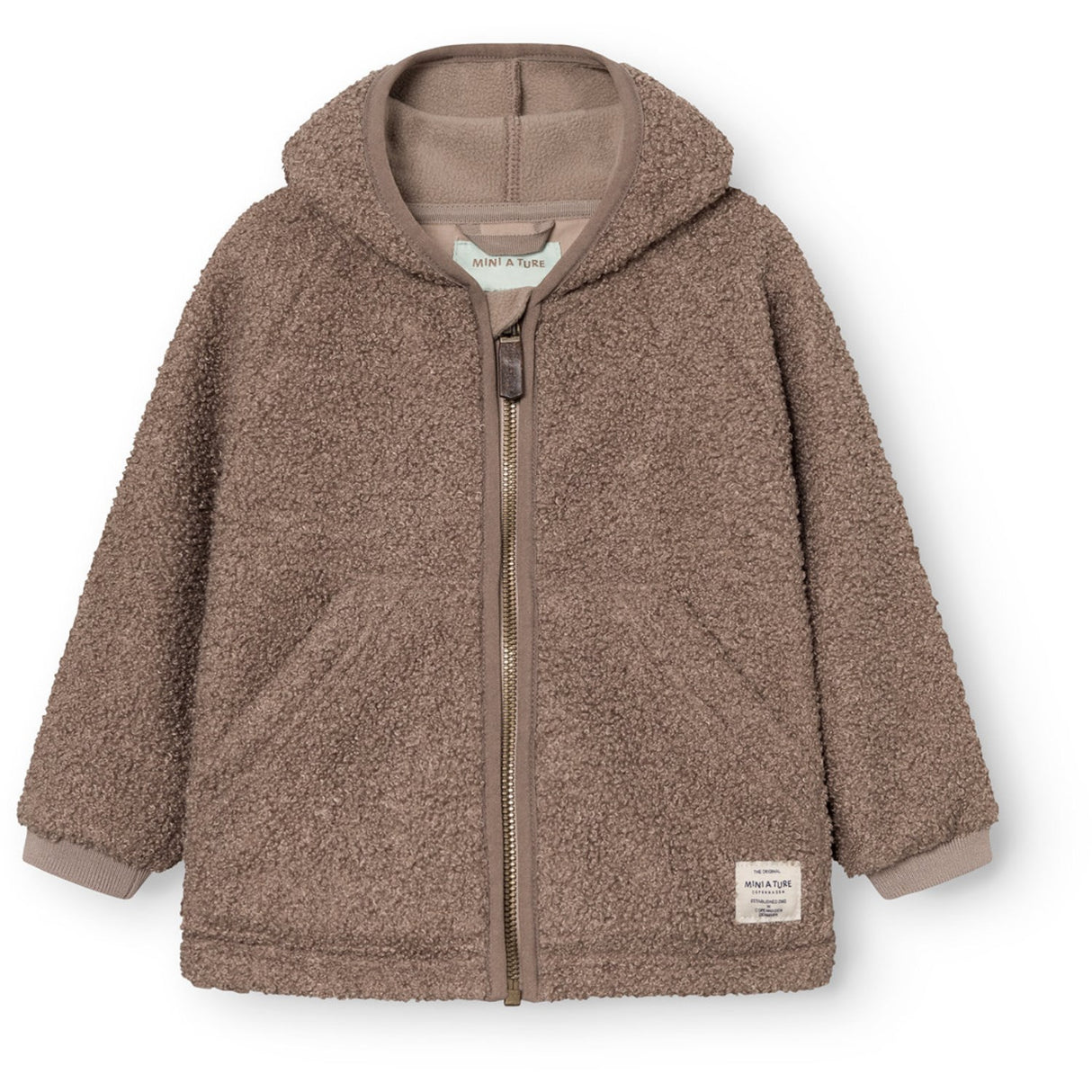 Mini A ture Grey Brown Matliff Teddyfleece Jacket. GRS