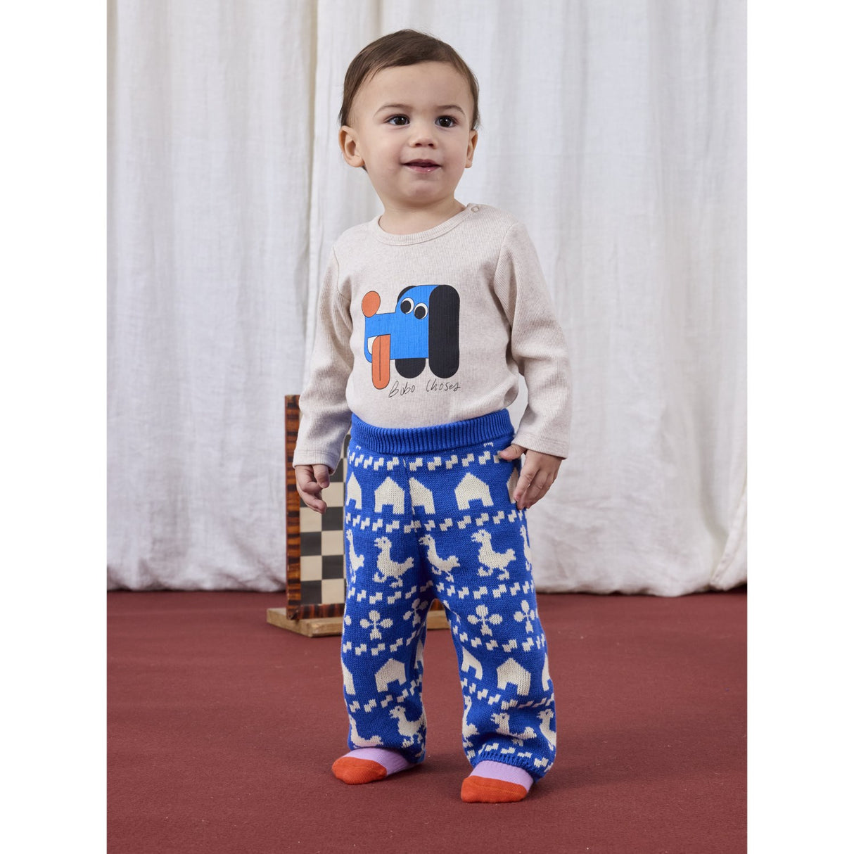 Bobo Choses Blue Farm All Over Knitted Pants