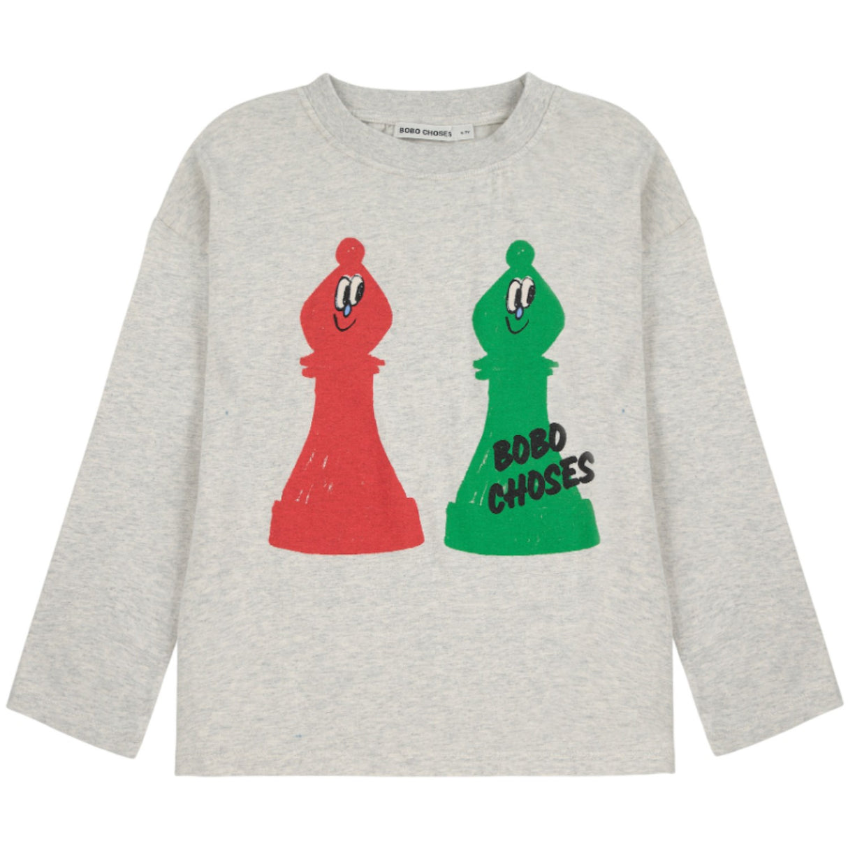 Bobo Choses Light Heather Grey Checkmate T-Shirt