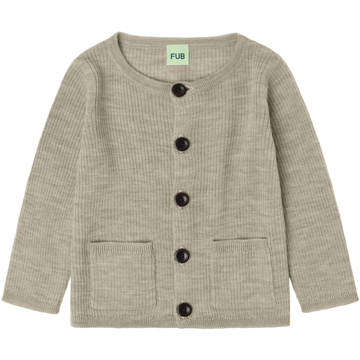 FUB Oat Melange Baby Rib Cardigan