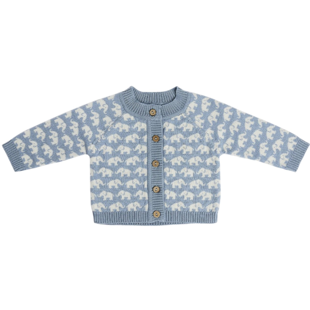 Smallstuff Blue Cardigan Ao Elephants Merino Wool