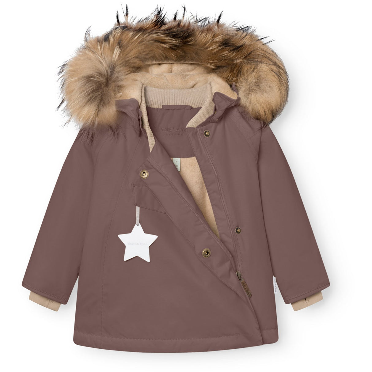 Mini A ture Peppercorn Plum Matwang Fleece Lined Winter Jacket Fur. GRS