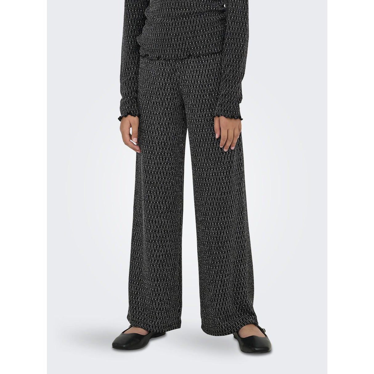 kids ONLY Black Lurex Silver/Harlekin Kogqueen Glitter Pants Bf Jrs