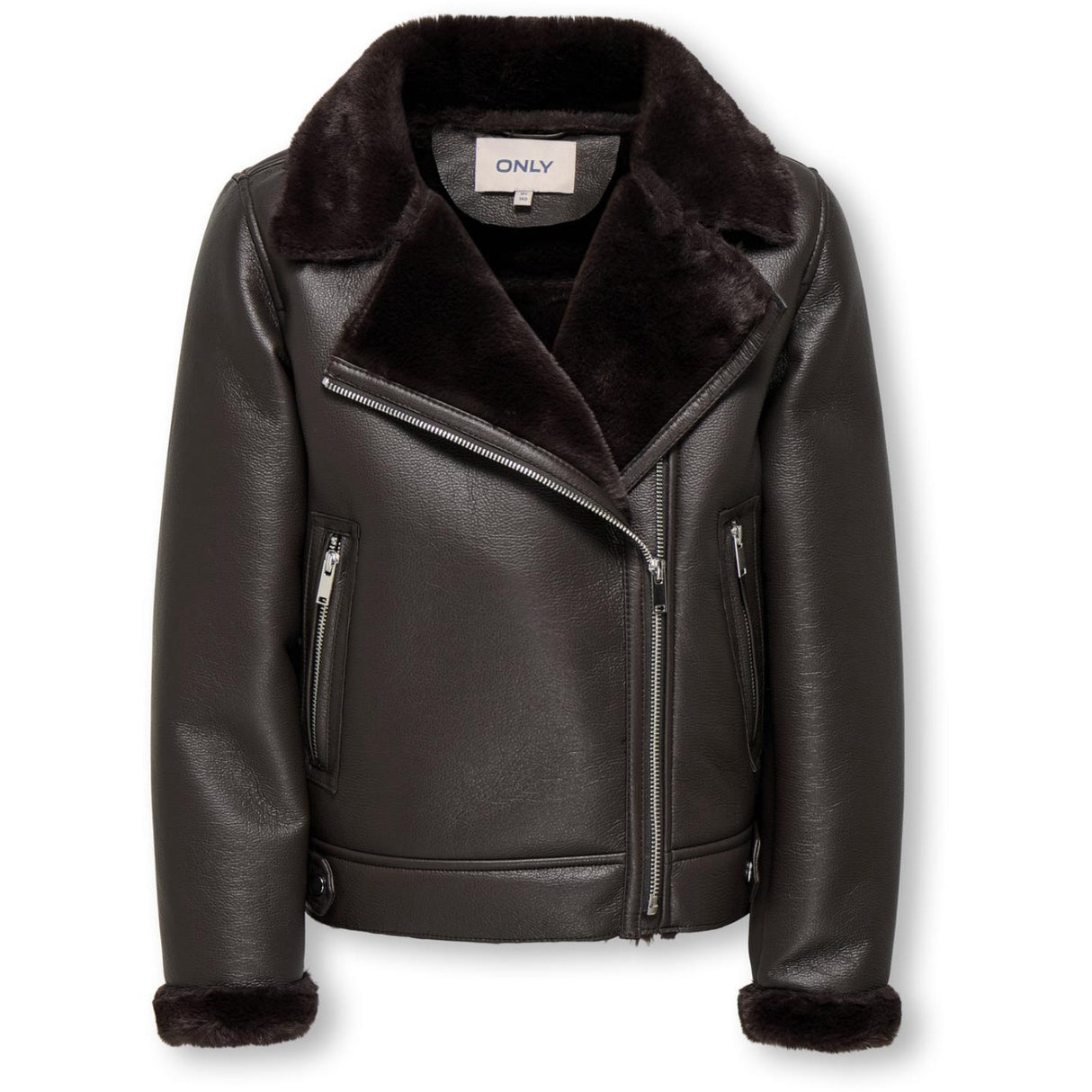 kids ONLY Black Coffee Kogstarry Bonded Teddy Jacket Otw