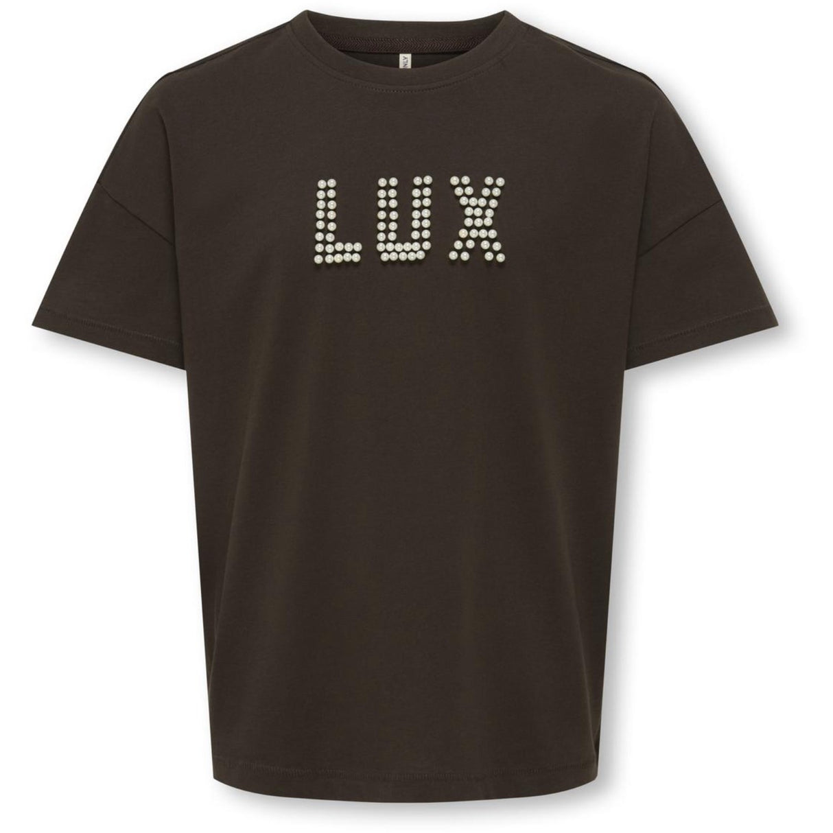 kids ONLY Black Coffee Lux Kogkate Life Ss O-Neck Pearl Top Jrs