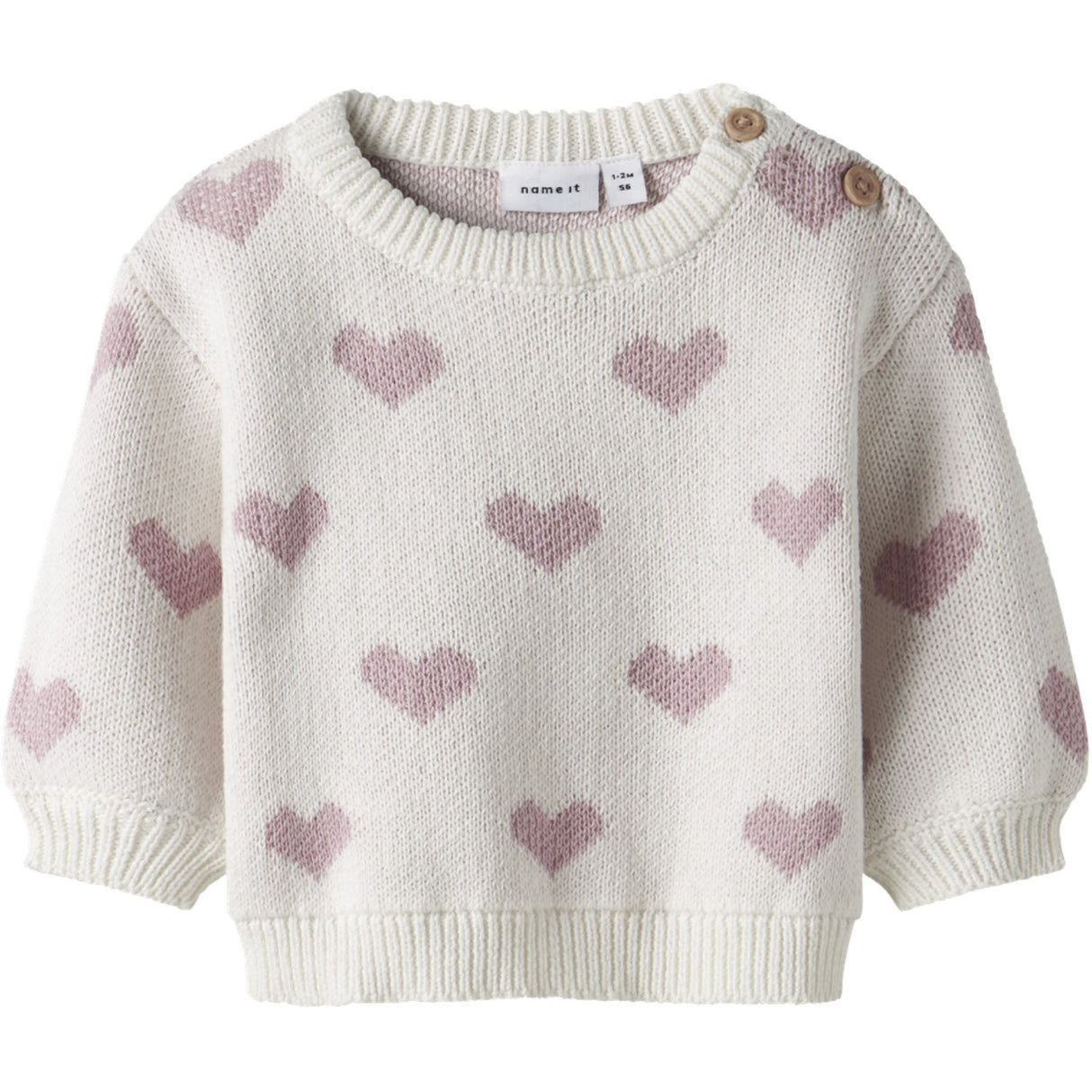Name It Cloud Dancer Keepsake Lilac Heart Nbfoana Ls Knit
