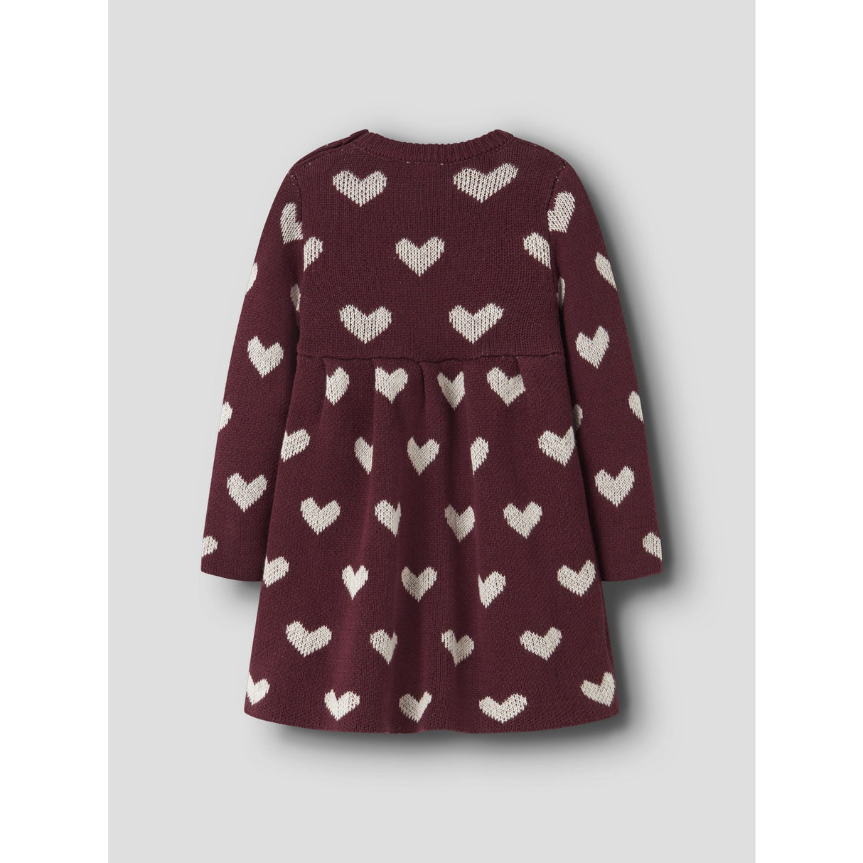 Name It Burgundy Peyote Heart Nbfoana Ls Knit Dress