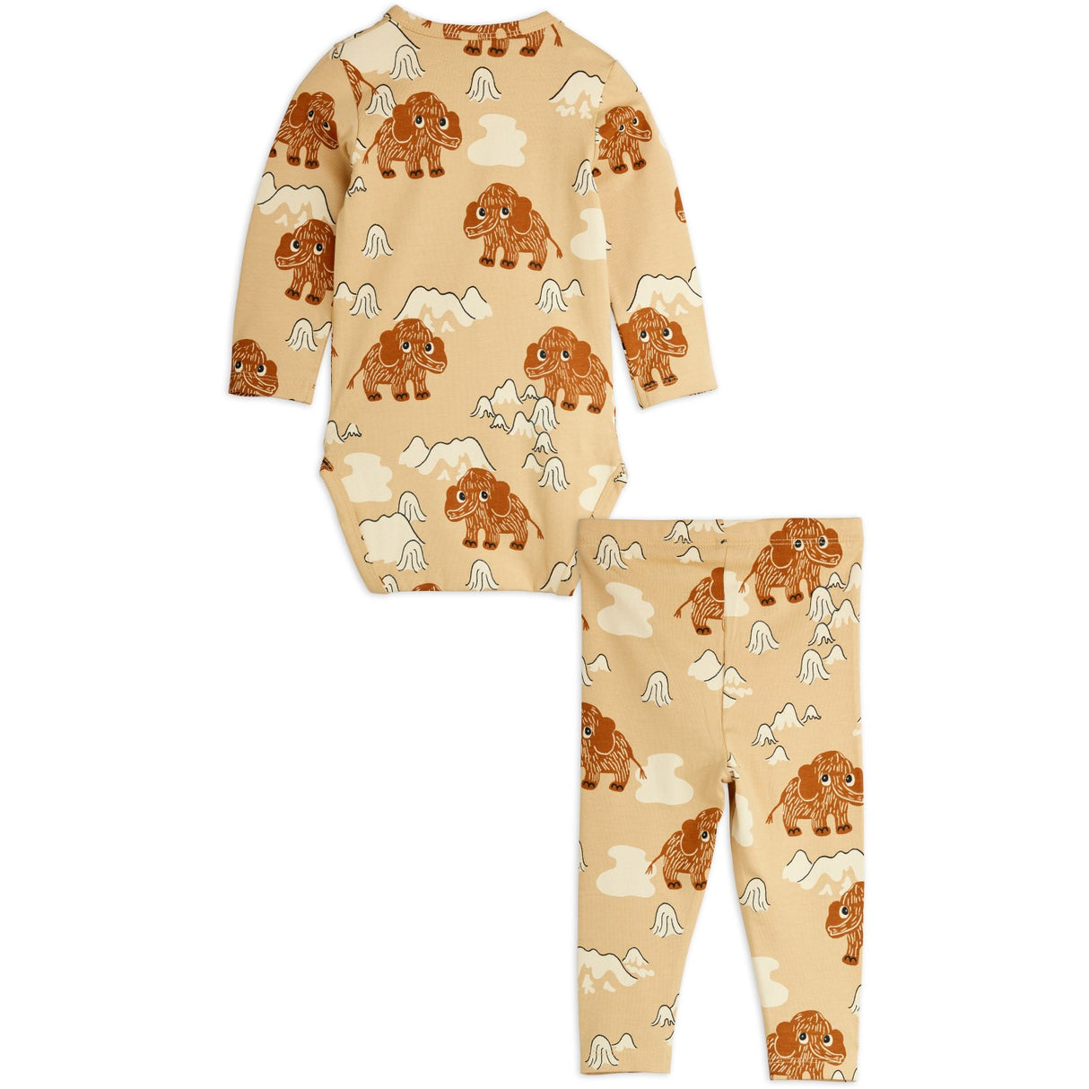 Mini Rodini Beige Mammoth AOP Baby Set