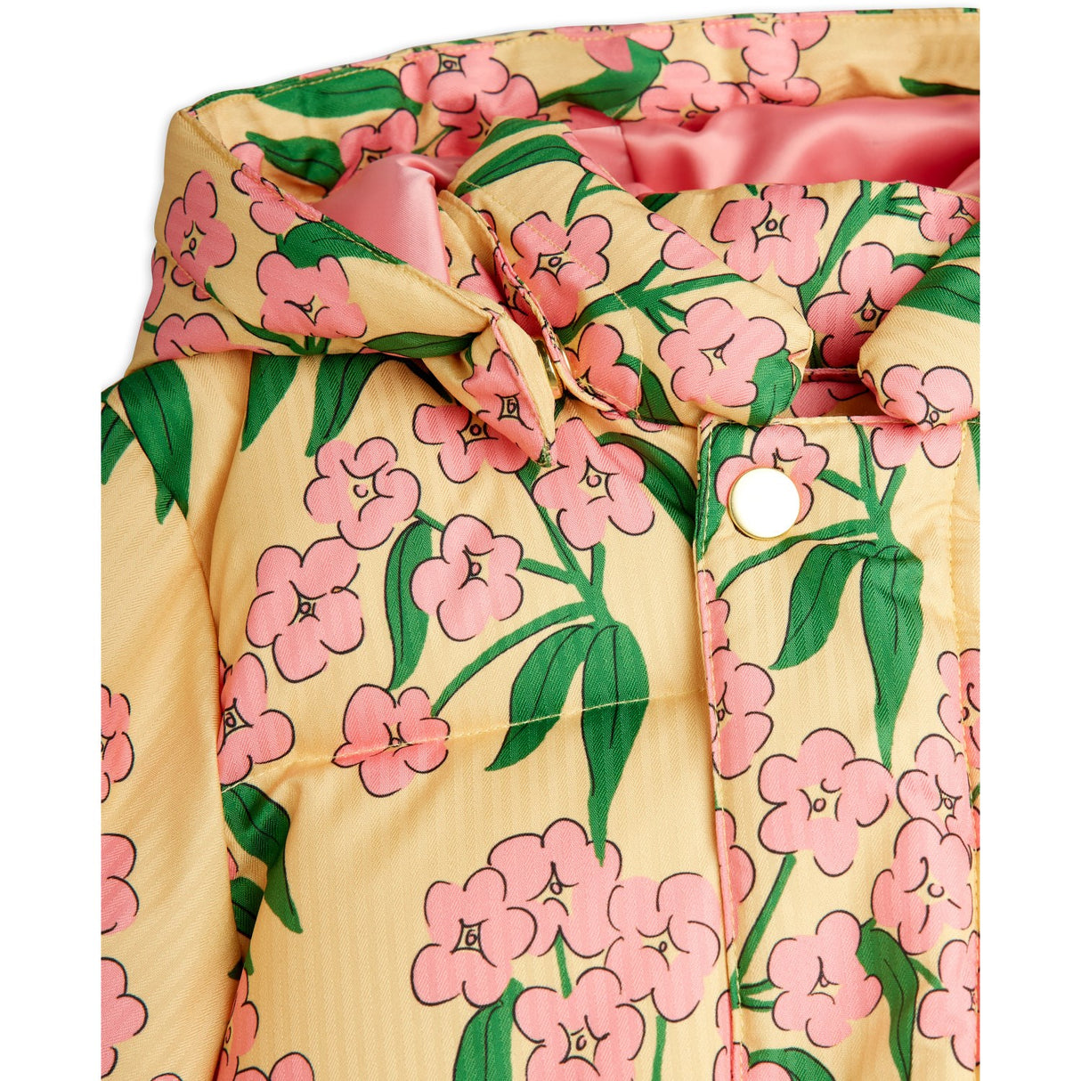 Mini Rodini Yellow Alpine Flowers AOP Hooded Puffer