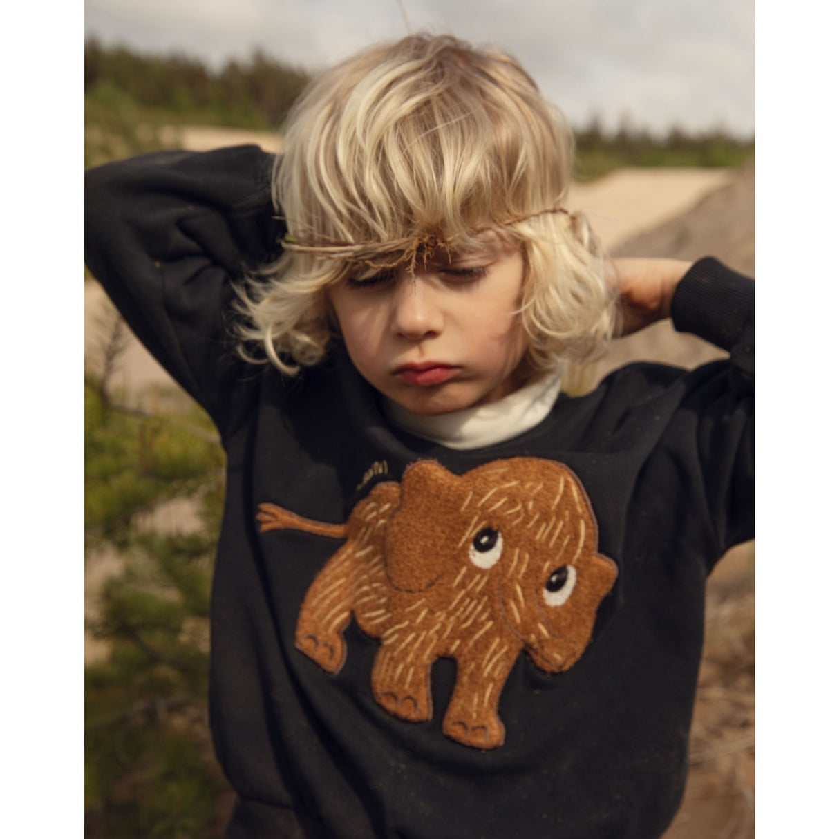 Mini Rodini Black Mammoth Chenille Sweatshirt