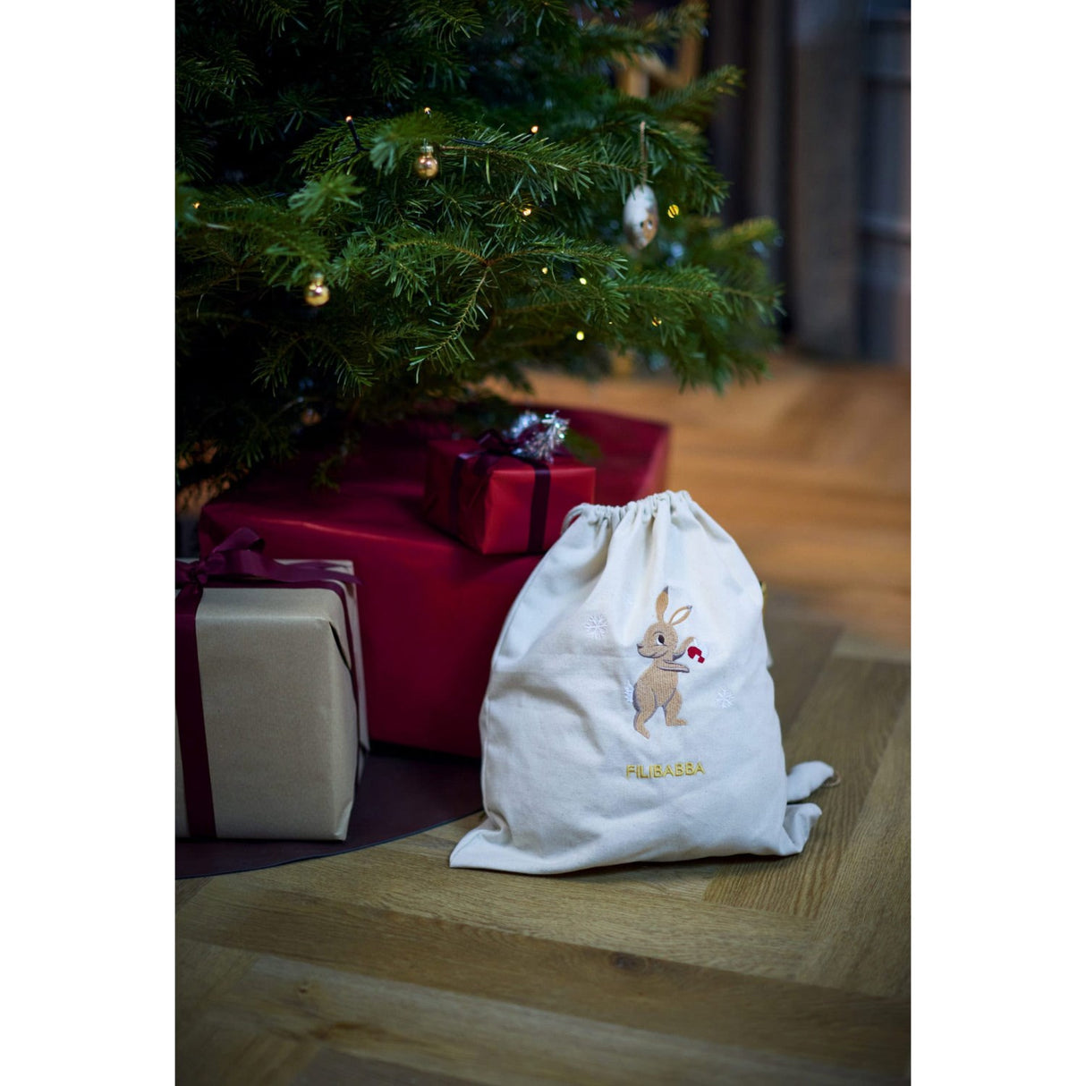 FILIBABBA Hare Embroidered Gift Bag Gots Wonderful Winter Mountain