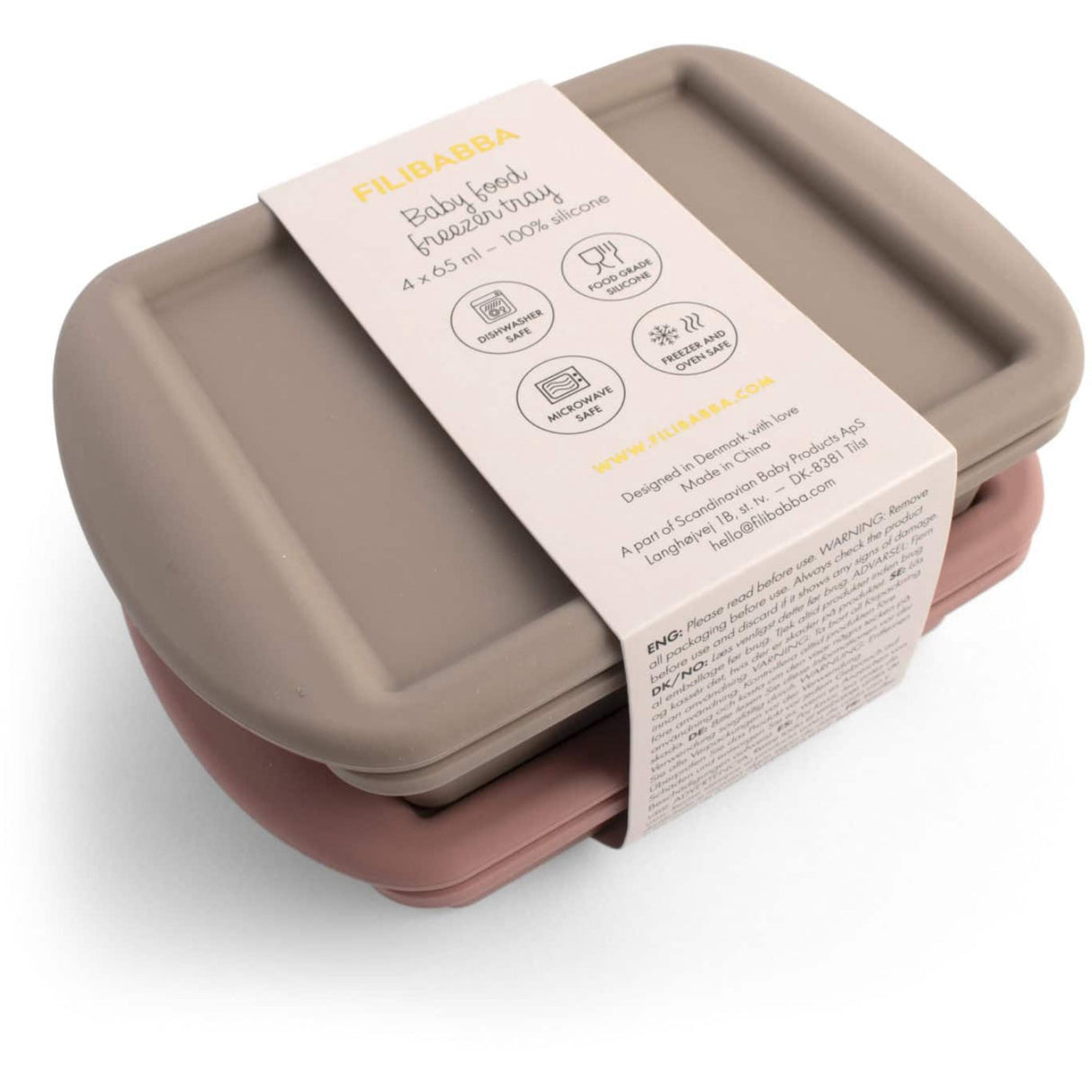 FILIBABBA Rose Mix Baby Food Freezer Tray 4x65 Ml 2-Pack