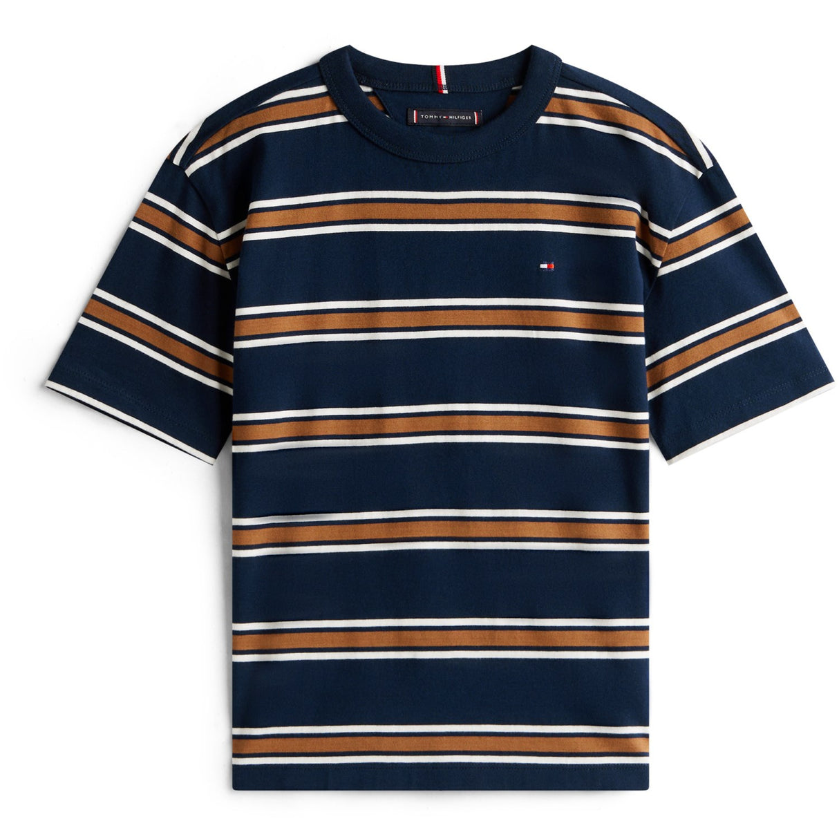 Tommy Hilfiger Navy Multi Stripe Cotton Stripe Tee Ss