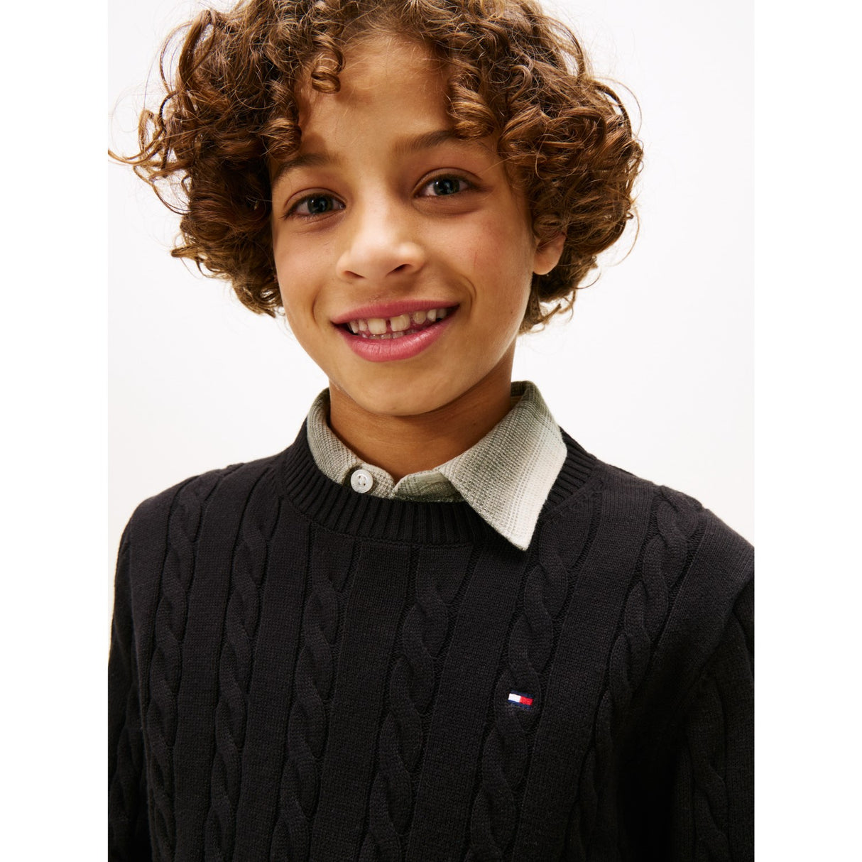 Tommy Hilfiger Black Cotton Cable Sweater