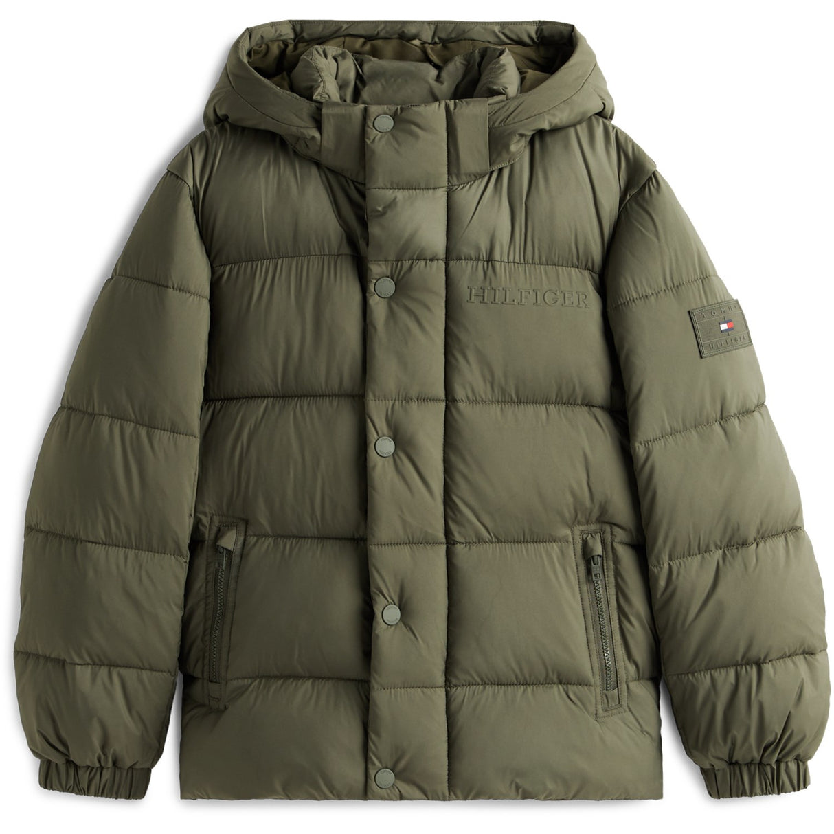Tommy Hilfiger Pewter Green Matt And Shine Embossed Jacket