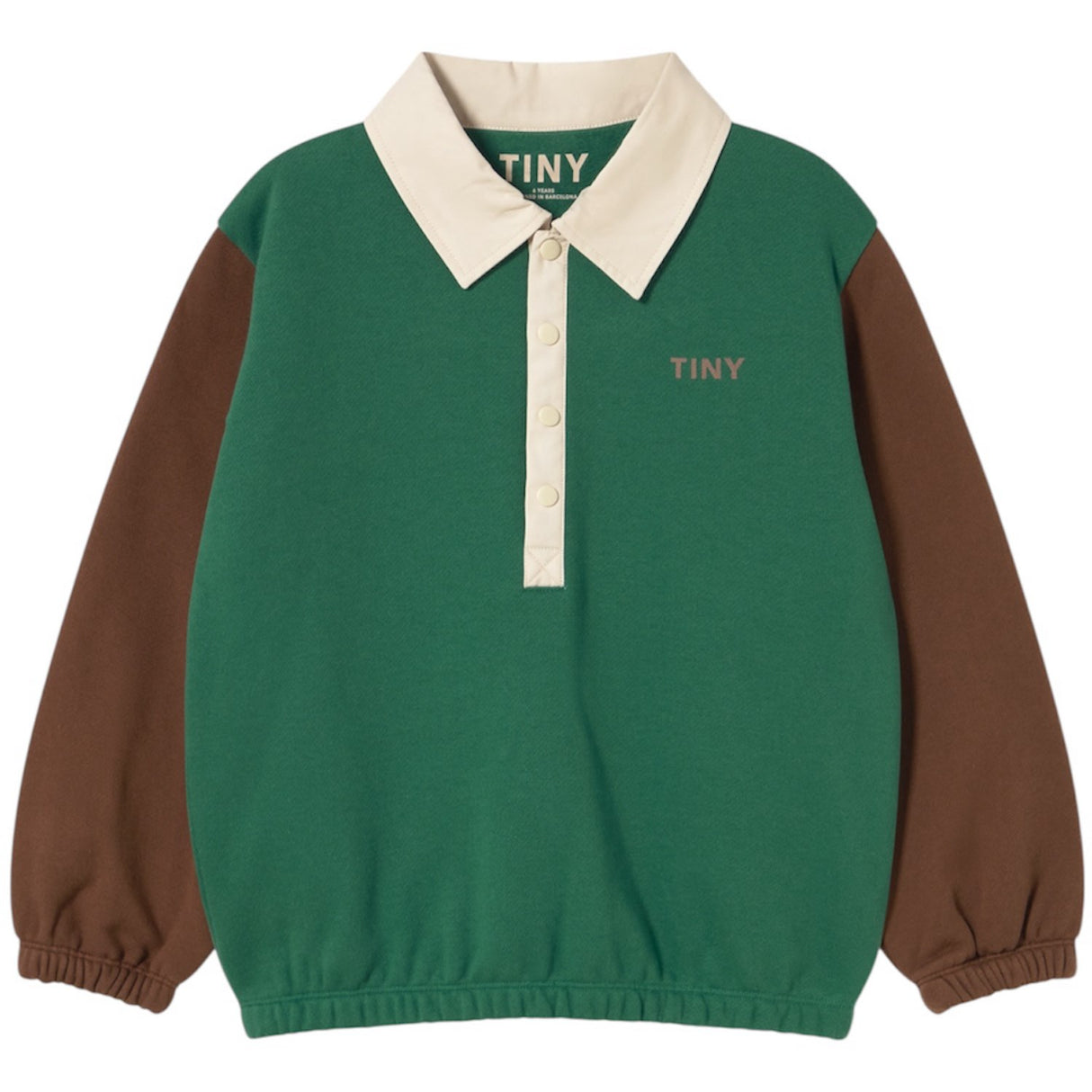 TinyCottons Dark Green Color Block Polo Sleeve T-Shirt