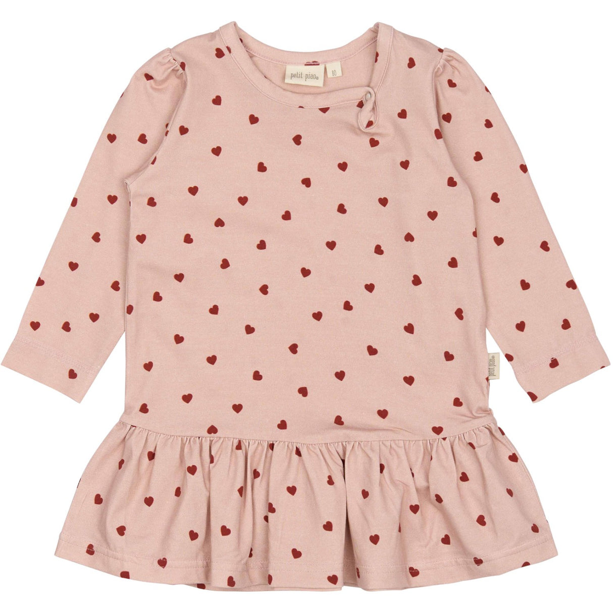 Petit Piao Heart Dress L/S Gather Printed