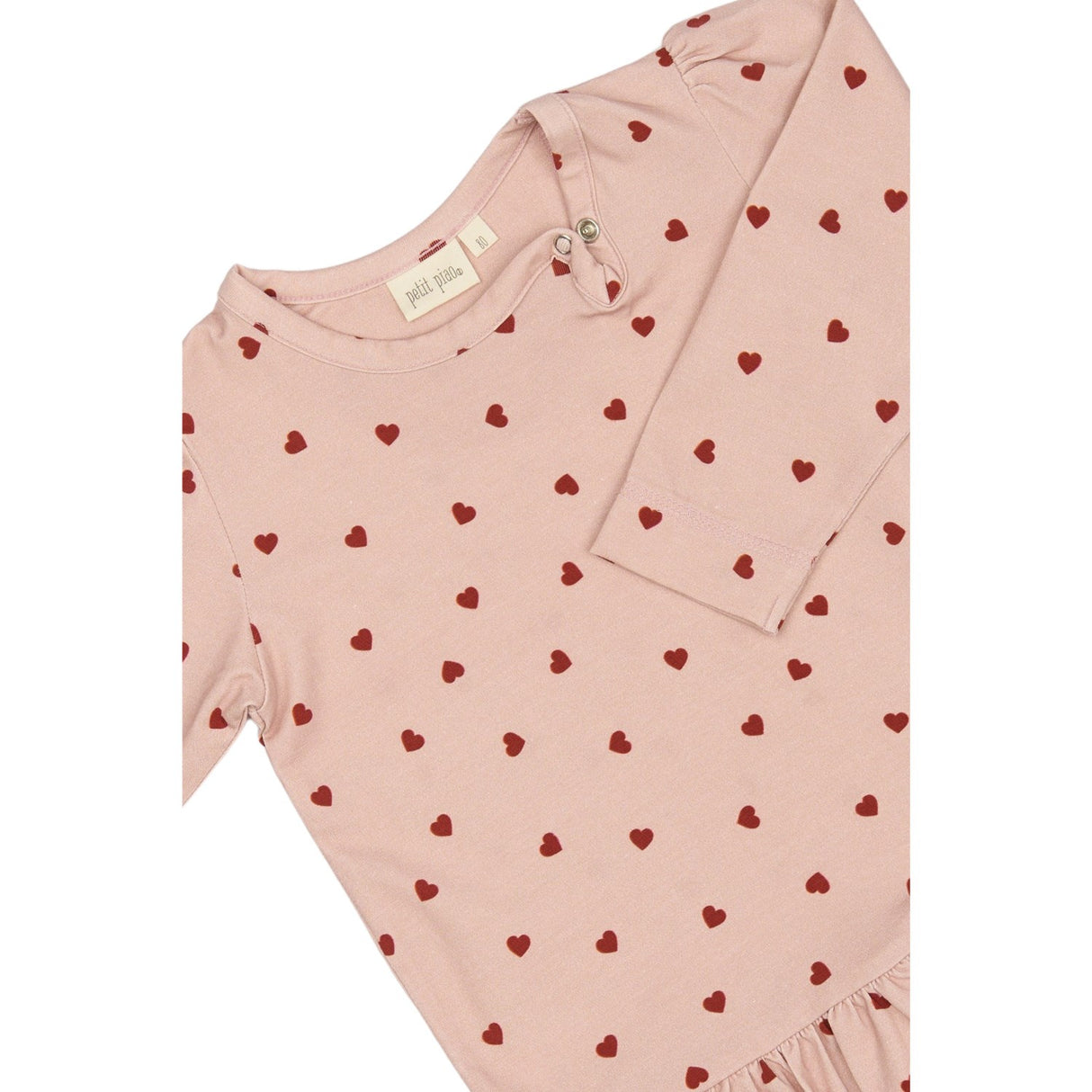 Petit Piao Heart Dress L/S Gather Printed