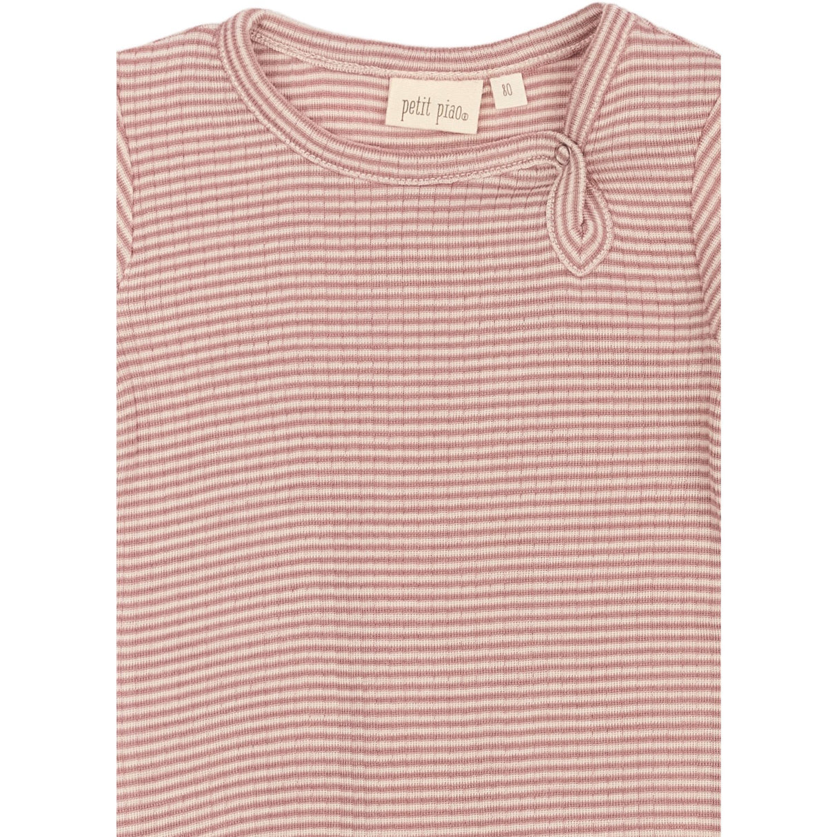 Petit Piao Nostalgic Rose/Dark Off White PPDante Body L/S Merino Wool Striped