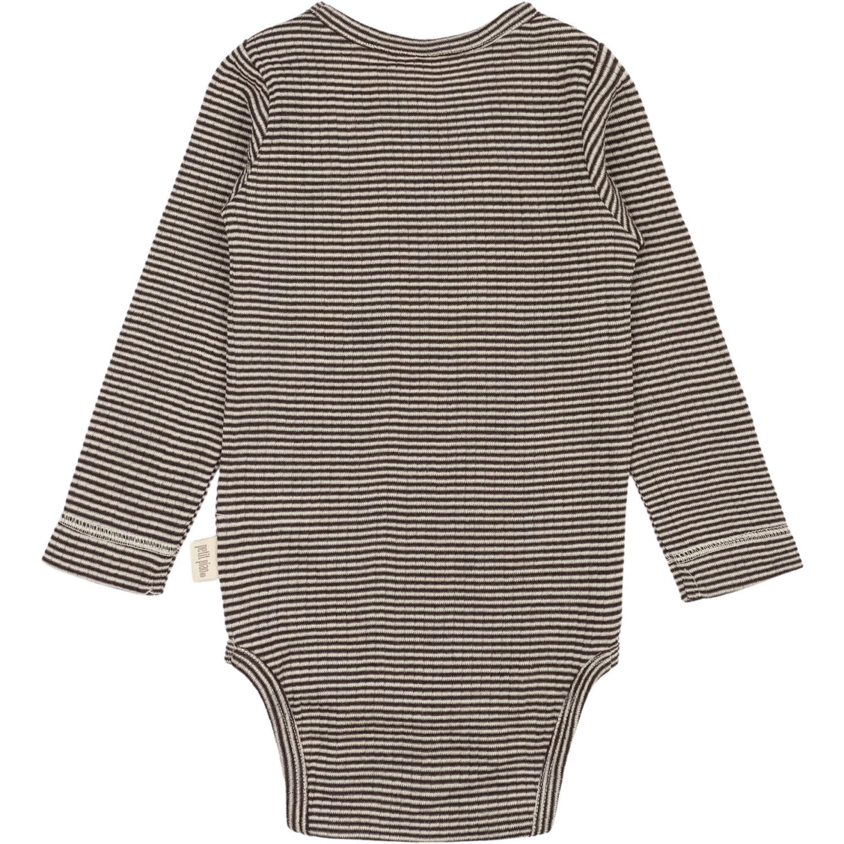 Petit Piao Coffee Bean/Dark Off White PPDante Body L/S Merino Wool Striped