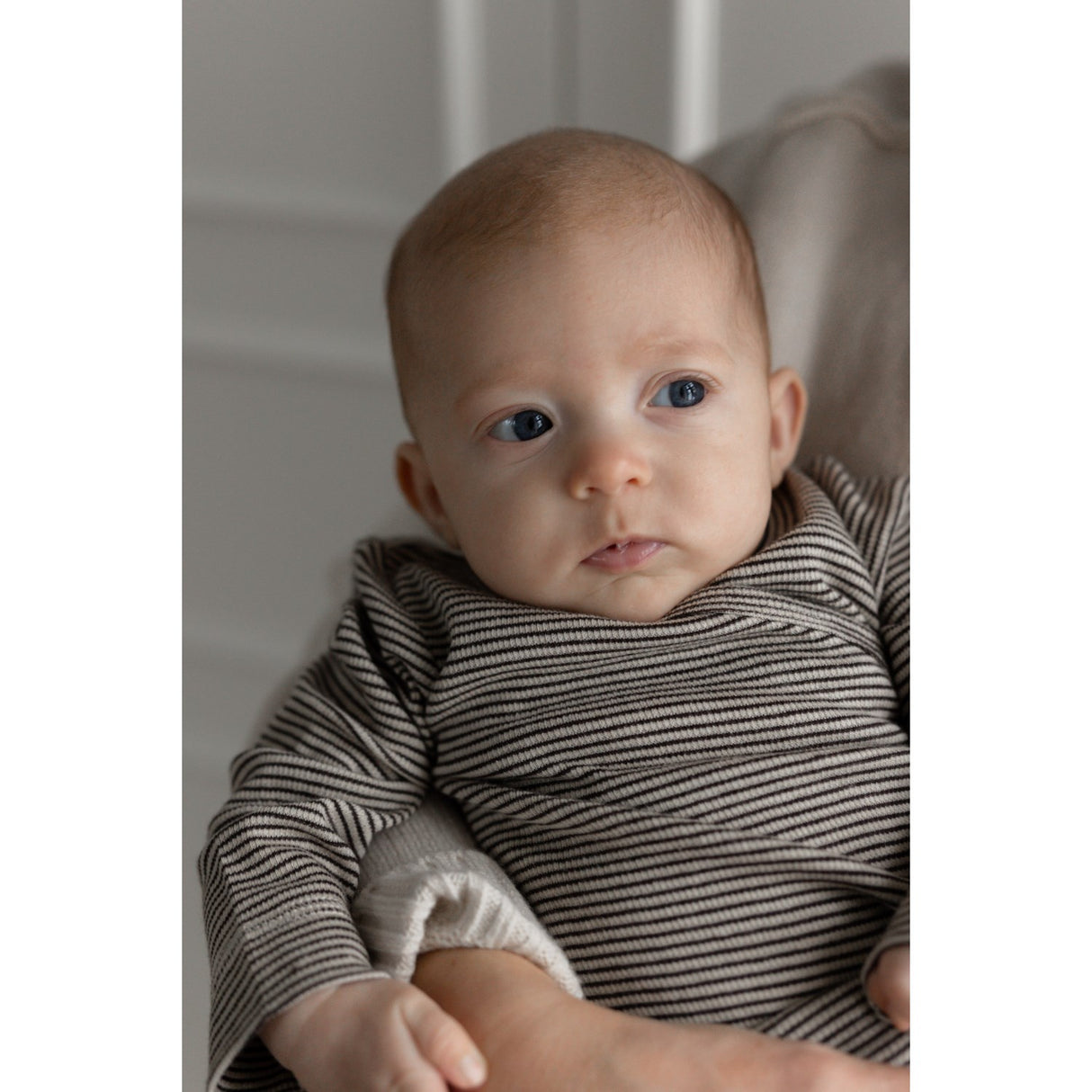 Petit Piao Coffee Bean/Dark Off White PPDian Body L/S Fold Over Stripe NOOS