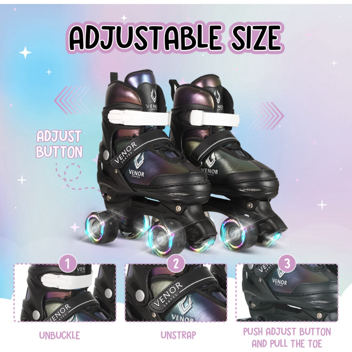 VENOR Chameleon Rainbow Ignite LED Roller Skates