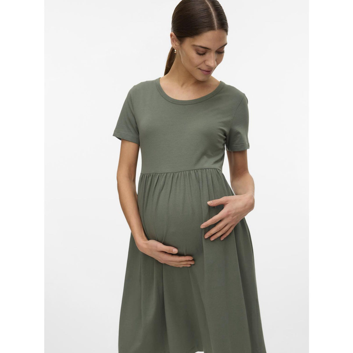 Mama;licious Agave Green Mlmia Ss Jrs Abk Skater Dress Noos