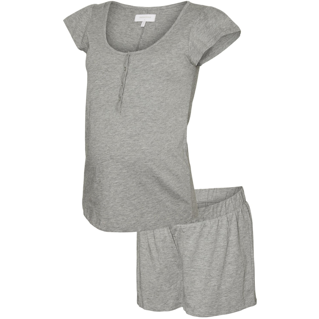 Mama;licious Light Grey Melange Mlmira Lgm Lia Cap Jrs Pyjamas 2F Noos